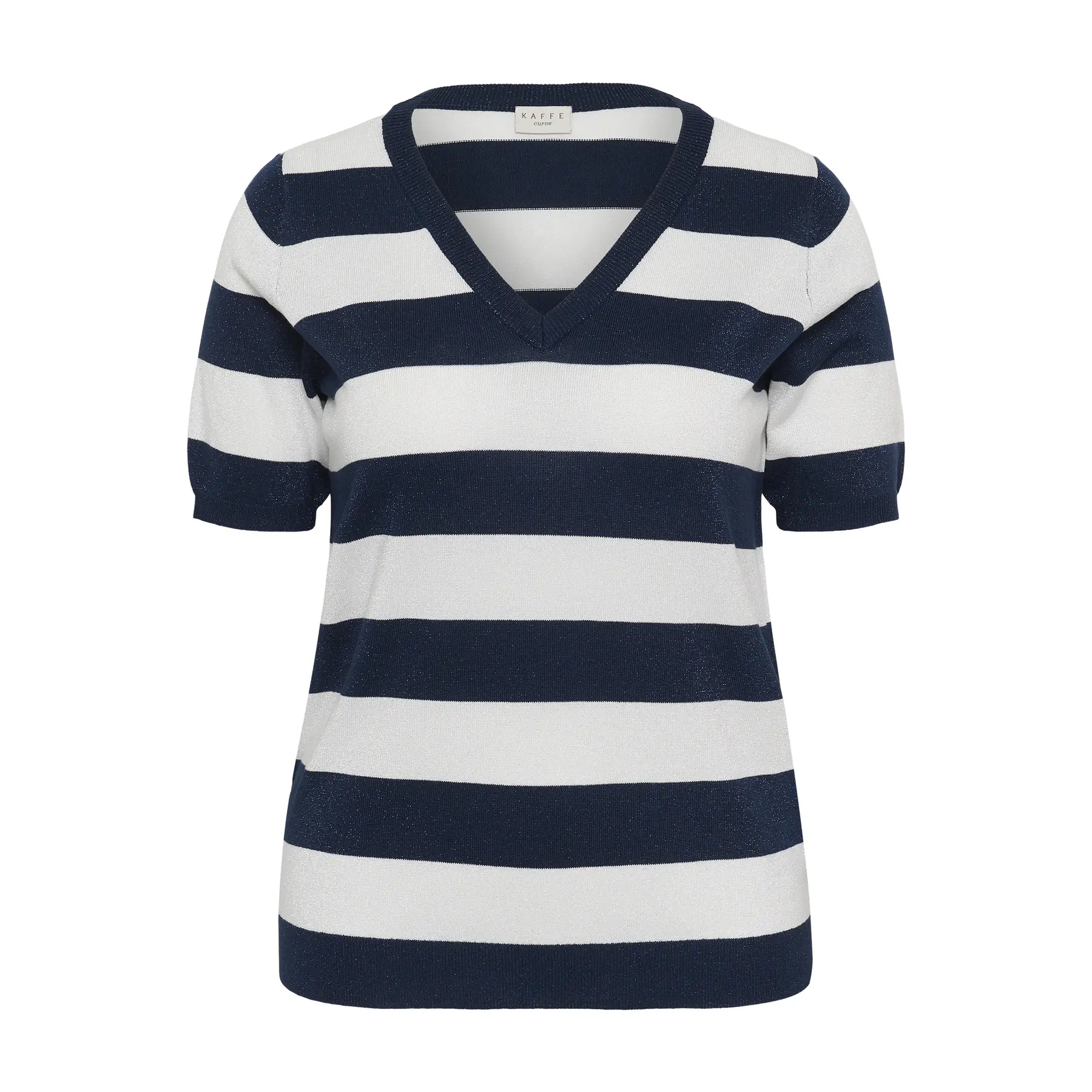 Damen V-Ausschnitt Pulli KAFFE Curve Regitta Stripe