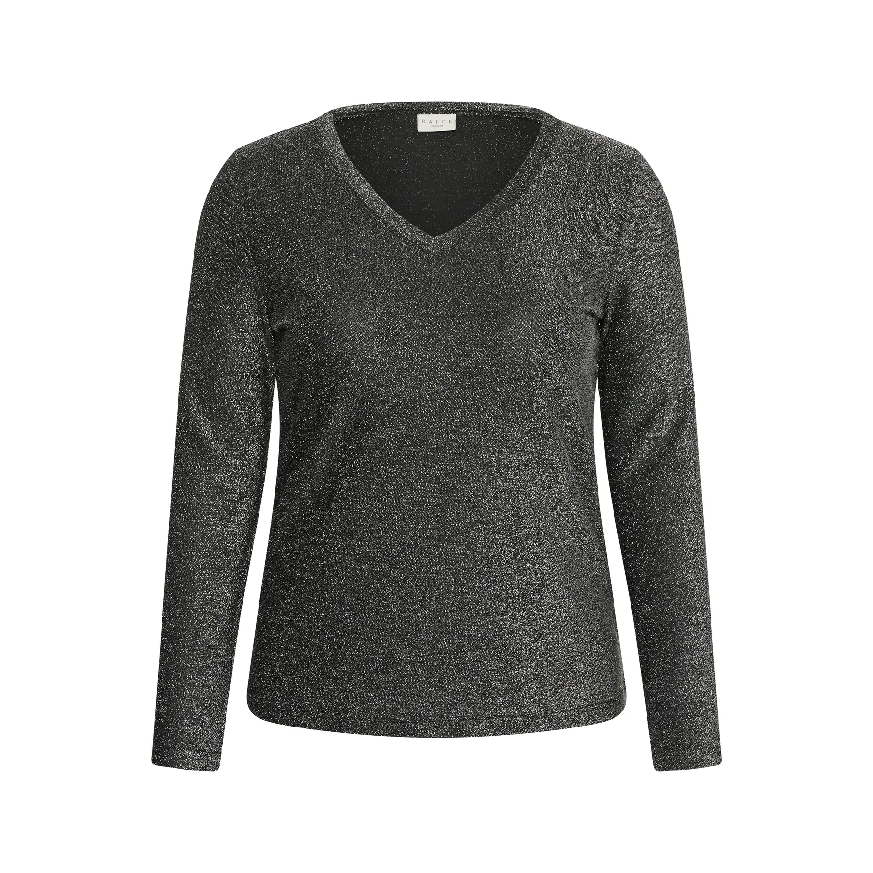 Damen Langarm V-Ausschnitt T-Shirt KAFFE Curve Kcrebeccy