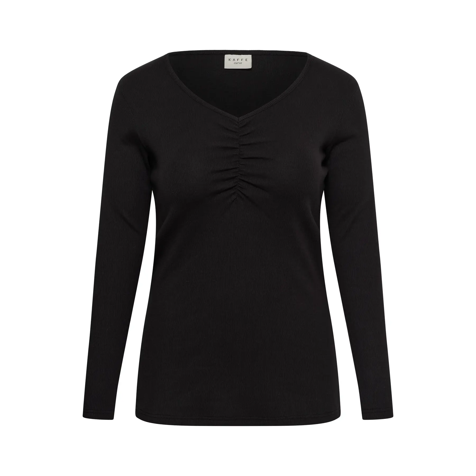 T-shirt col V manches longues femme KAFFE Curve Kchanso