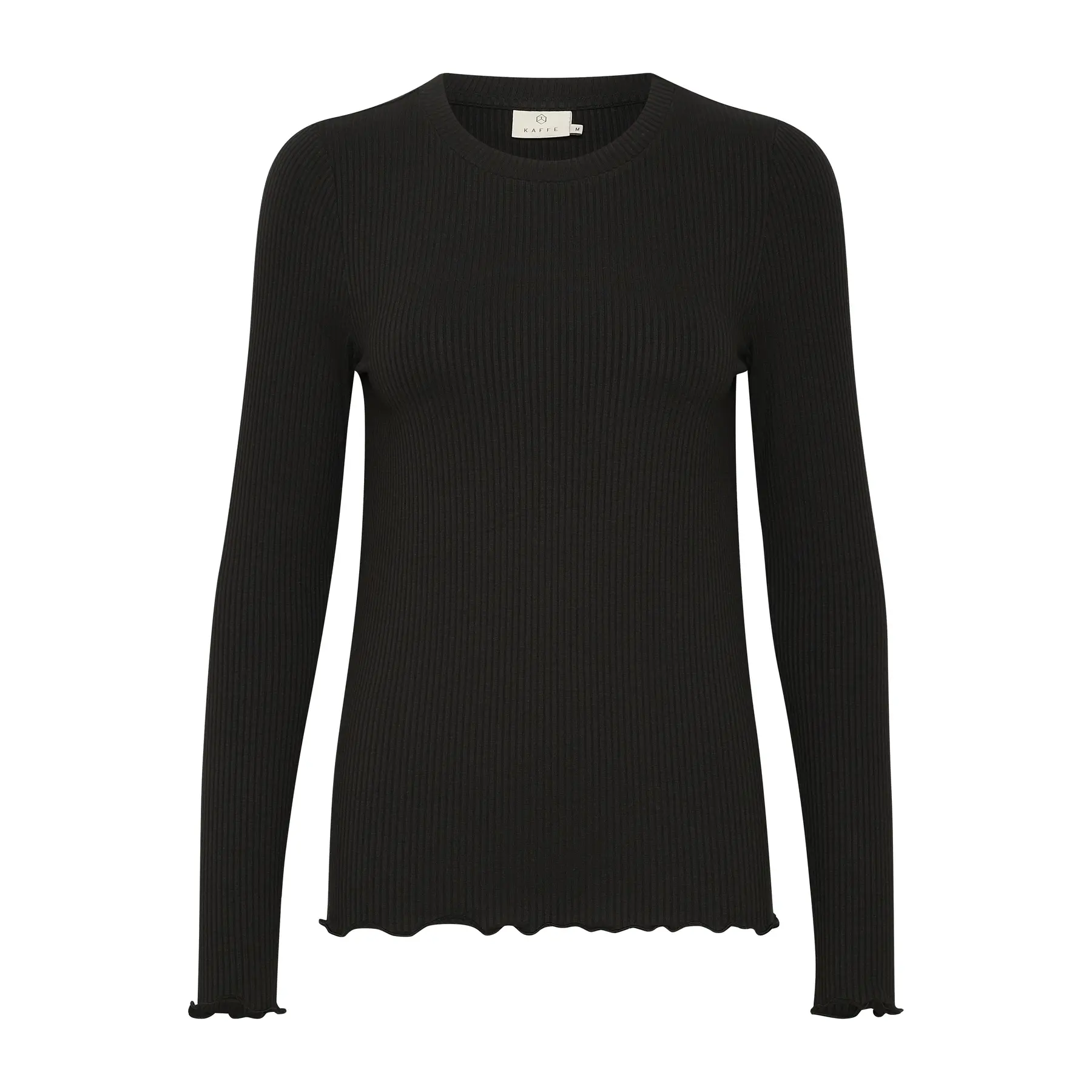 Kaffe Women's Black Drew Long Sleeve Rib Knit T-Shirt In Large - Image 5