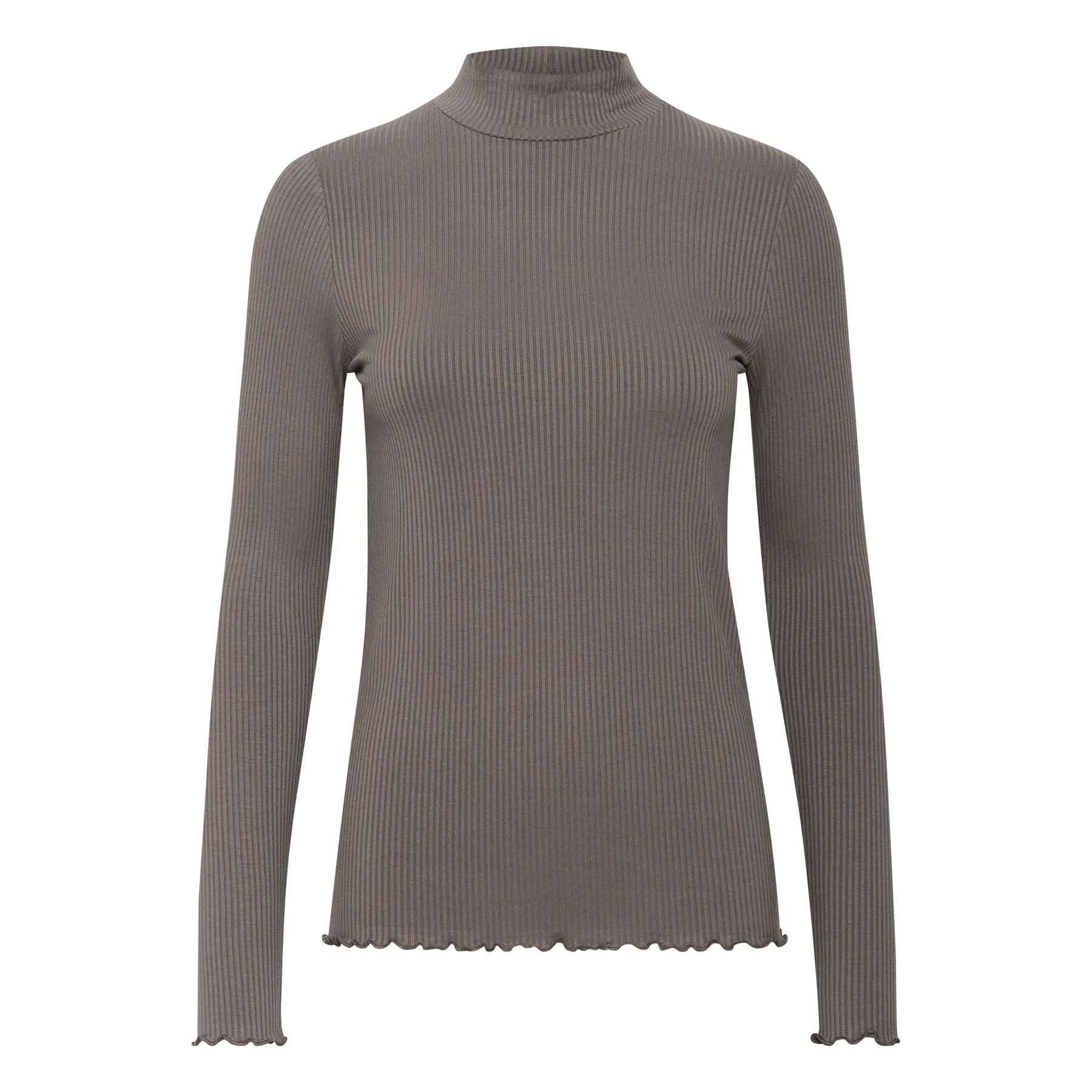 Kaffe Women's Brown Long Sleeve Turtleneck T-Shirt Drew
