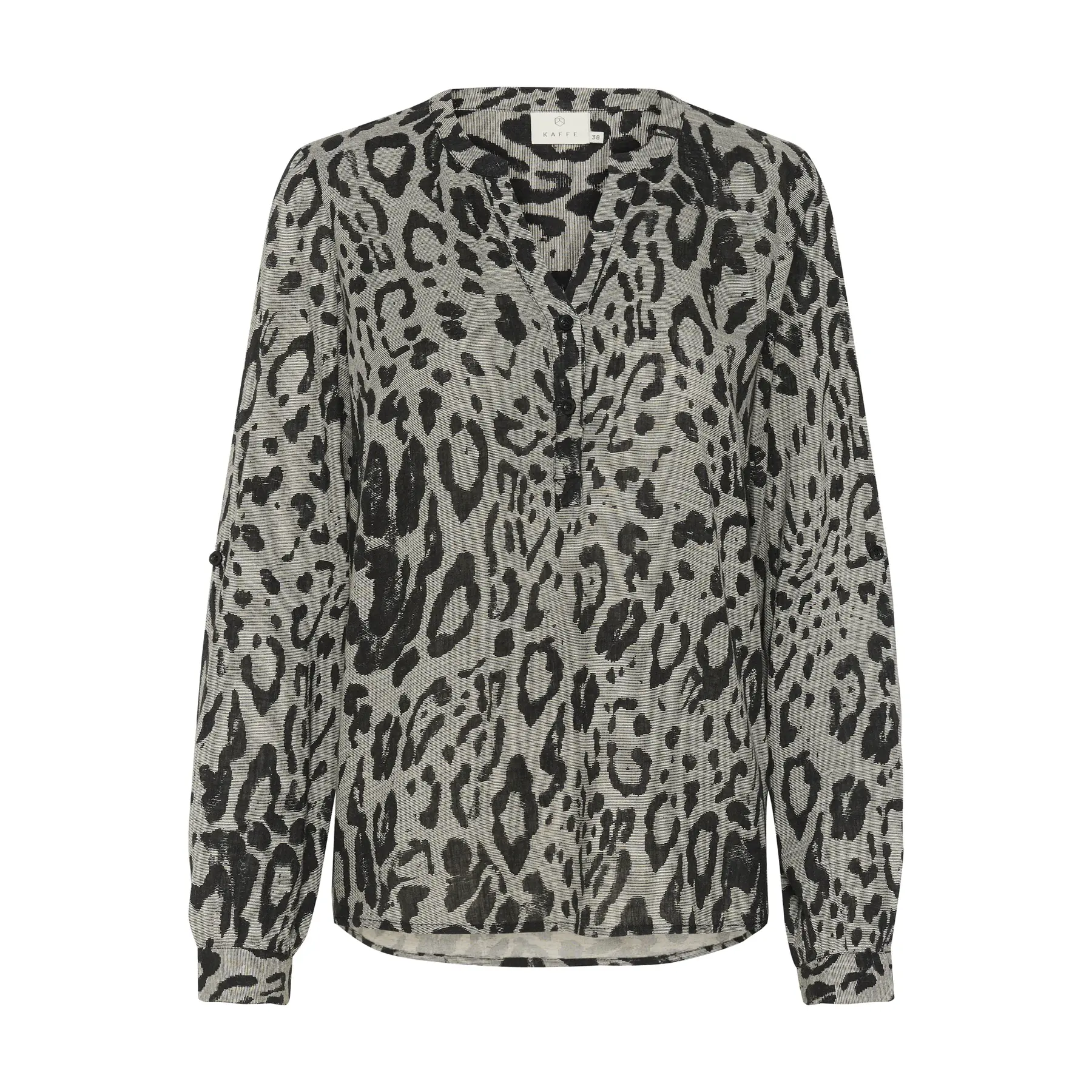 Kaffe Women's Grey Milia Long Sleeve Notch Neck Blouse In | Size: 14 - Image 2