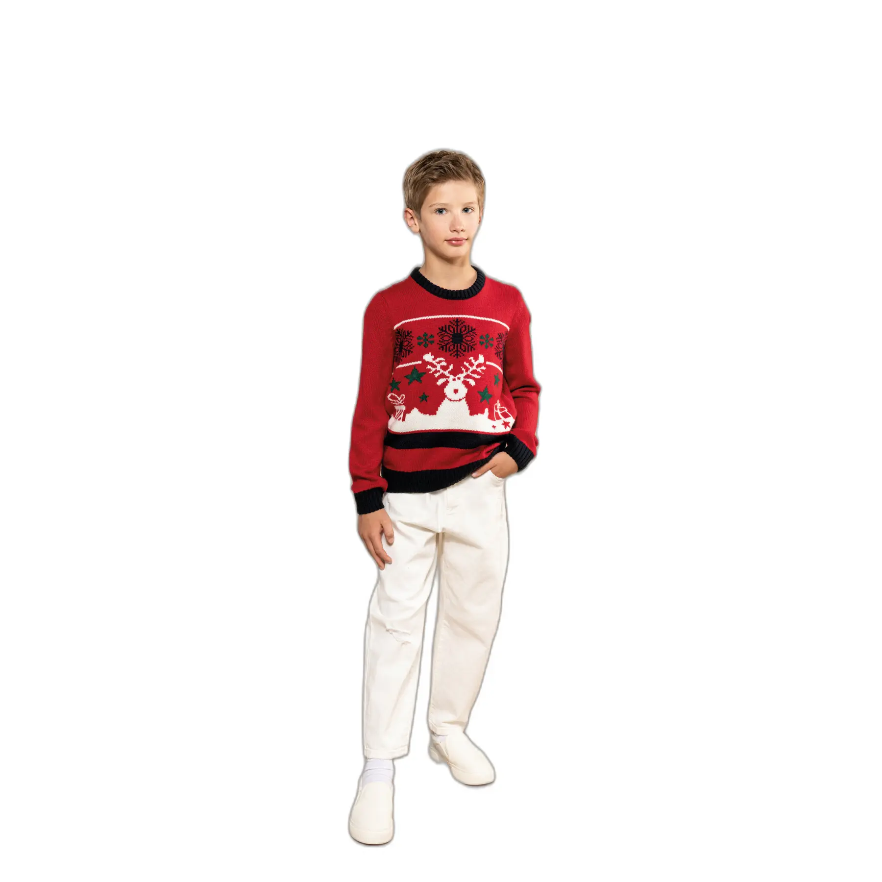 Pull col rond de Noël enfant Kariban