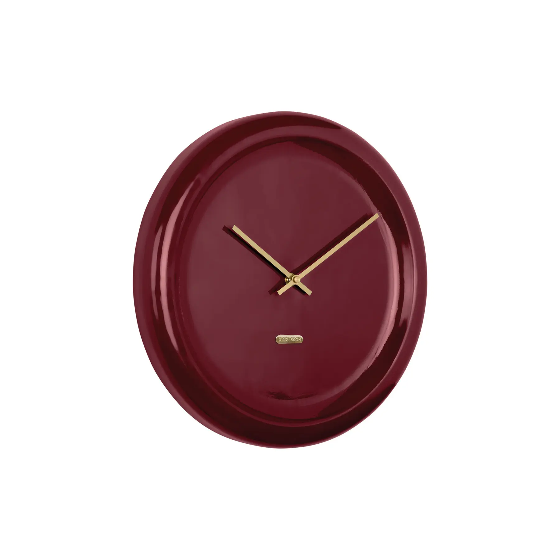 Karlsson Wandklok Cadiz Disc - Bordeauxrood - 35x35x4.5cm - Wandklok Scandinavisch