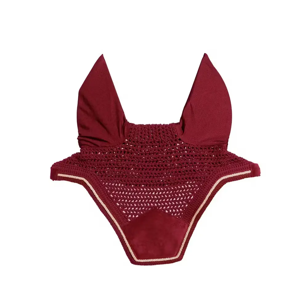 Fuchsia velvet noise-cancelling fly bonnet for horses Kentucky Horsewear Wellington