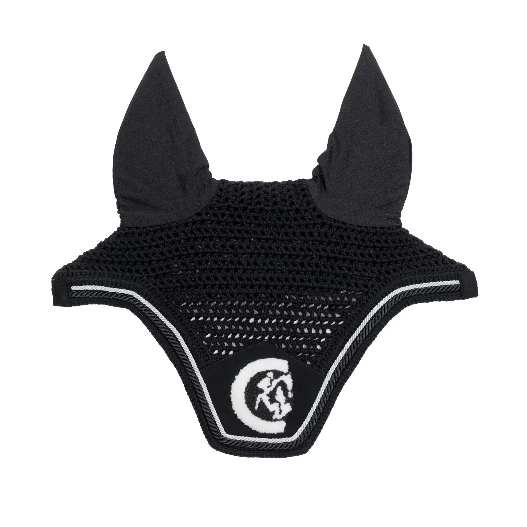 Fly mask Kentucky Horsewear Fly Veil Wellington Soundless 3d Logo Rope
