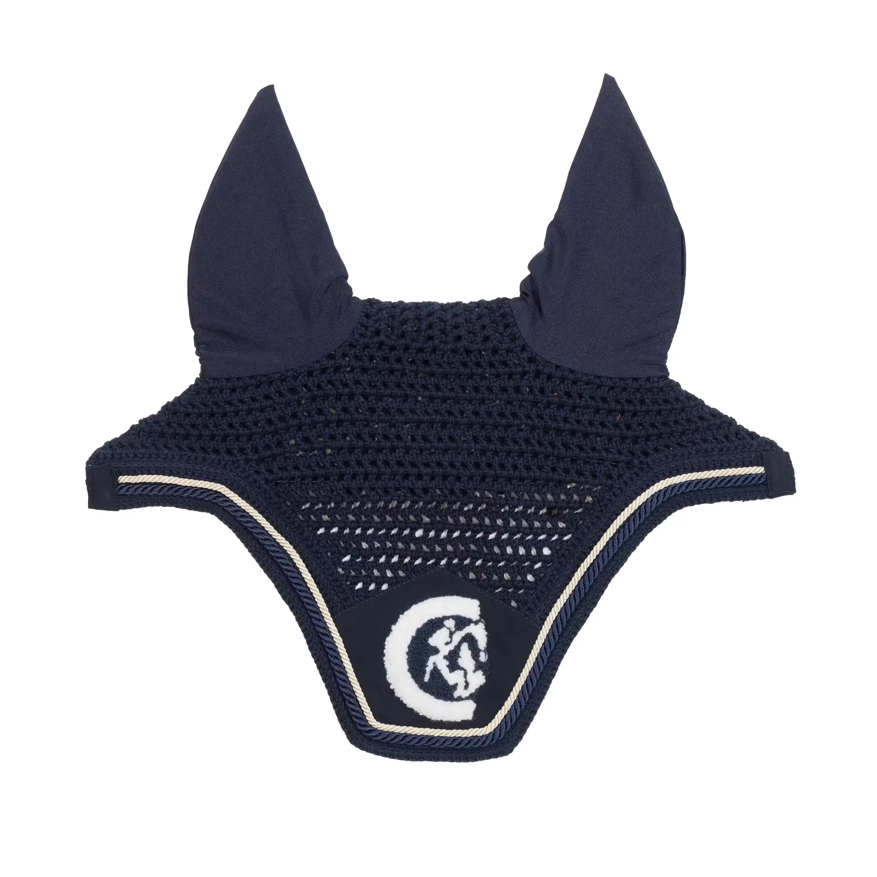 Fly mask Kentucky Horsewear Fly Veil Wellington Soundless 3d Logo Rope