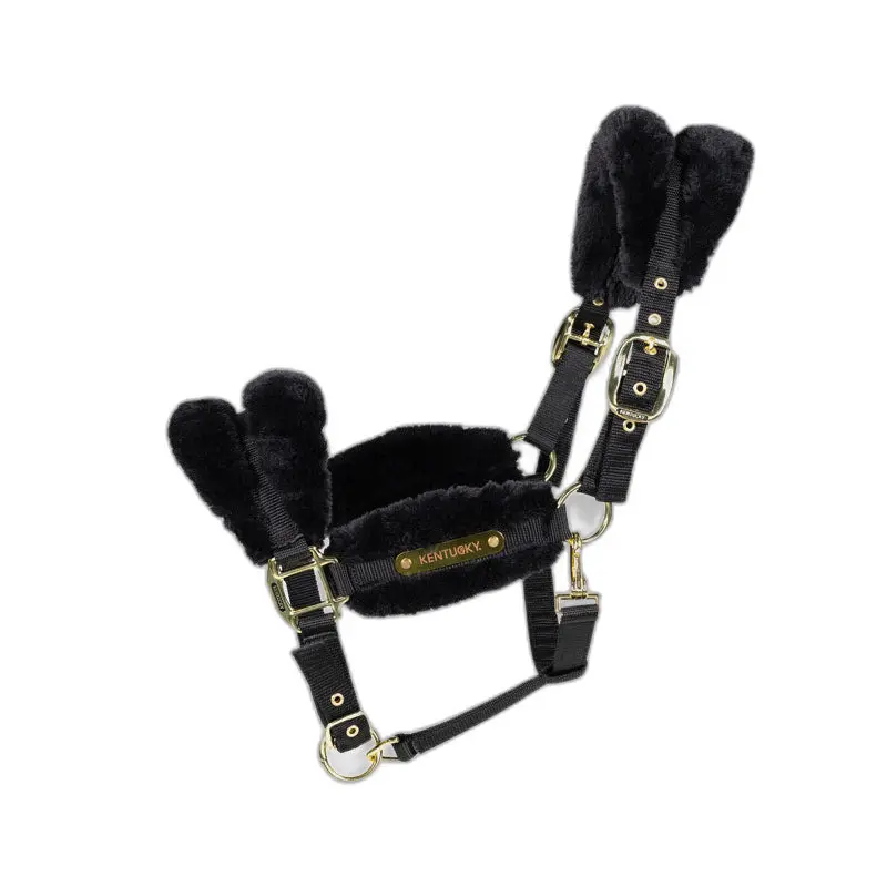 Kentucky Horsewear Nylon Sheepskin Halfter soft - schwarz, Größe Cob - Image 2