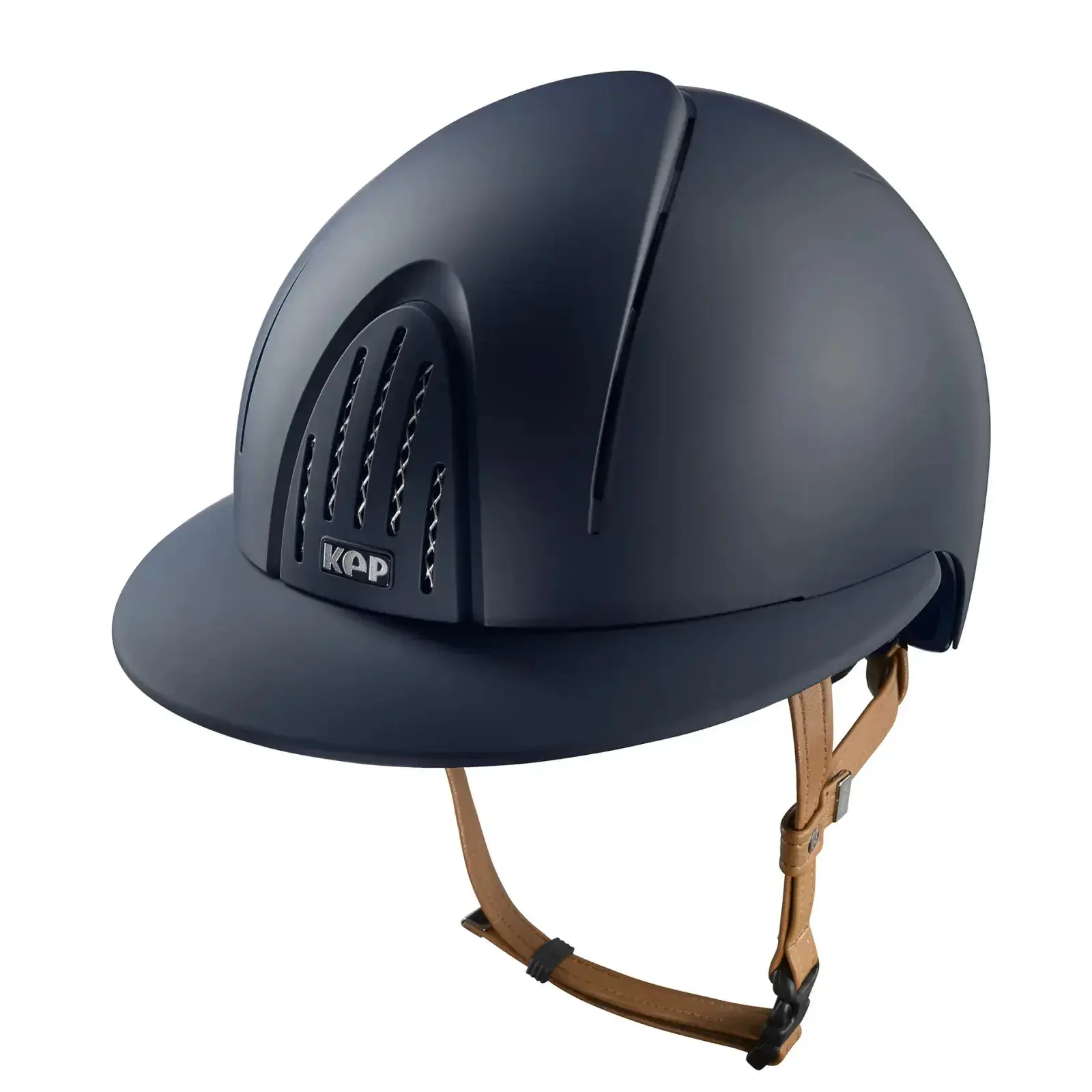 Beige polo riding helmet with visor and chin strap KEP Smart Nova Textile