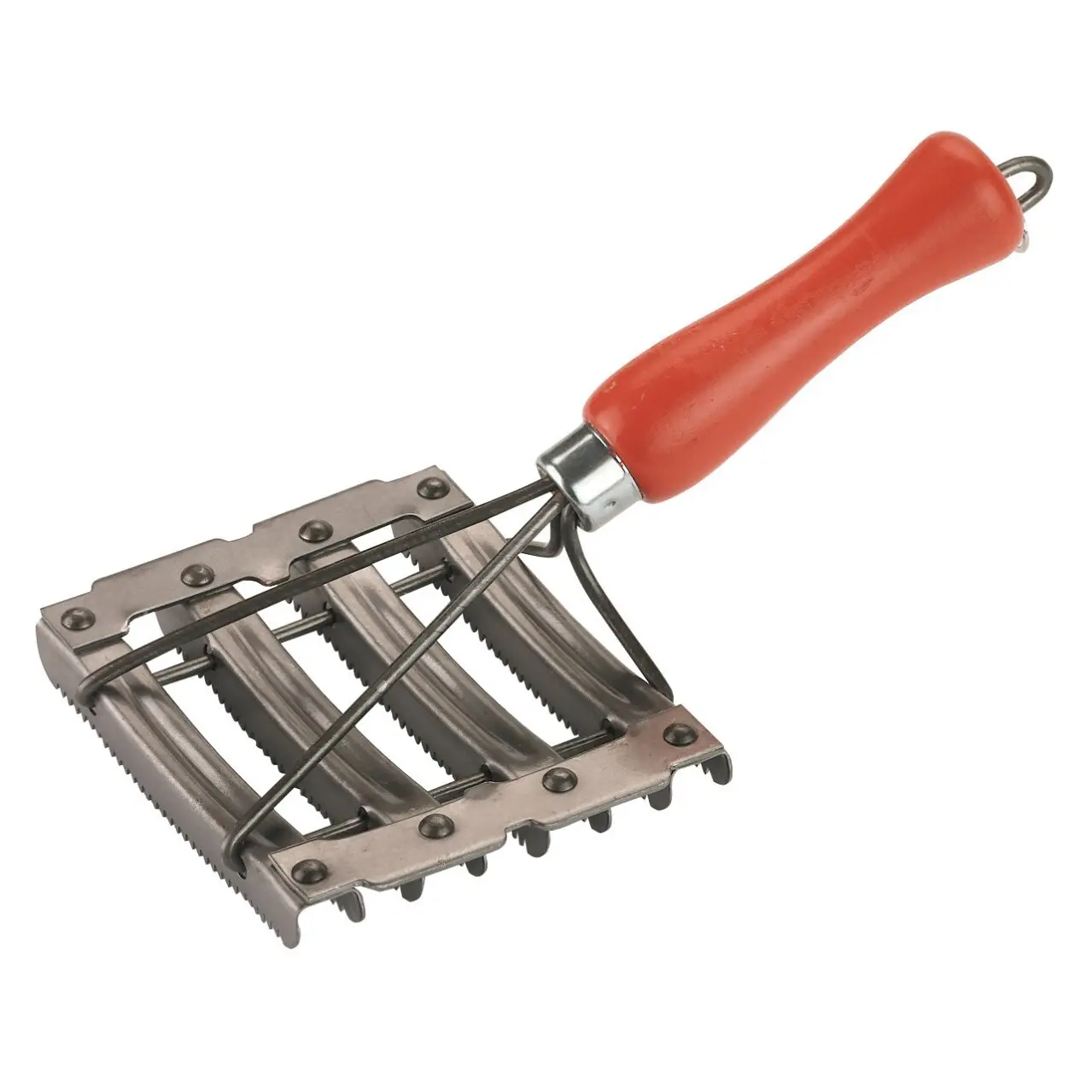 Metal/wooden currycomb with 8 rows of teeth Kerbl