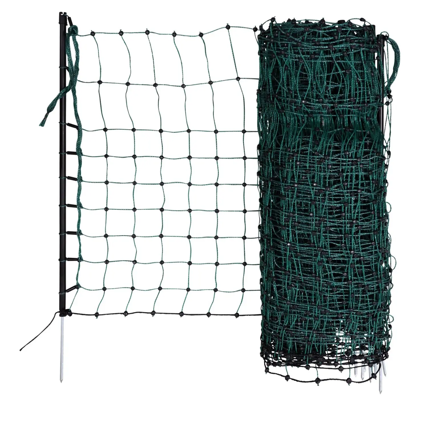 Kerbl Filet à chat 25m, 9 piquets, pointe simple, Chatière + filet pour chat