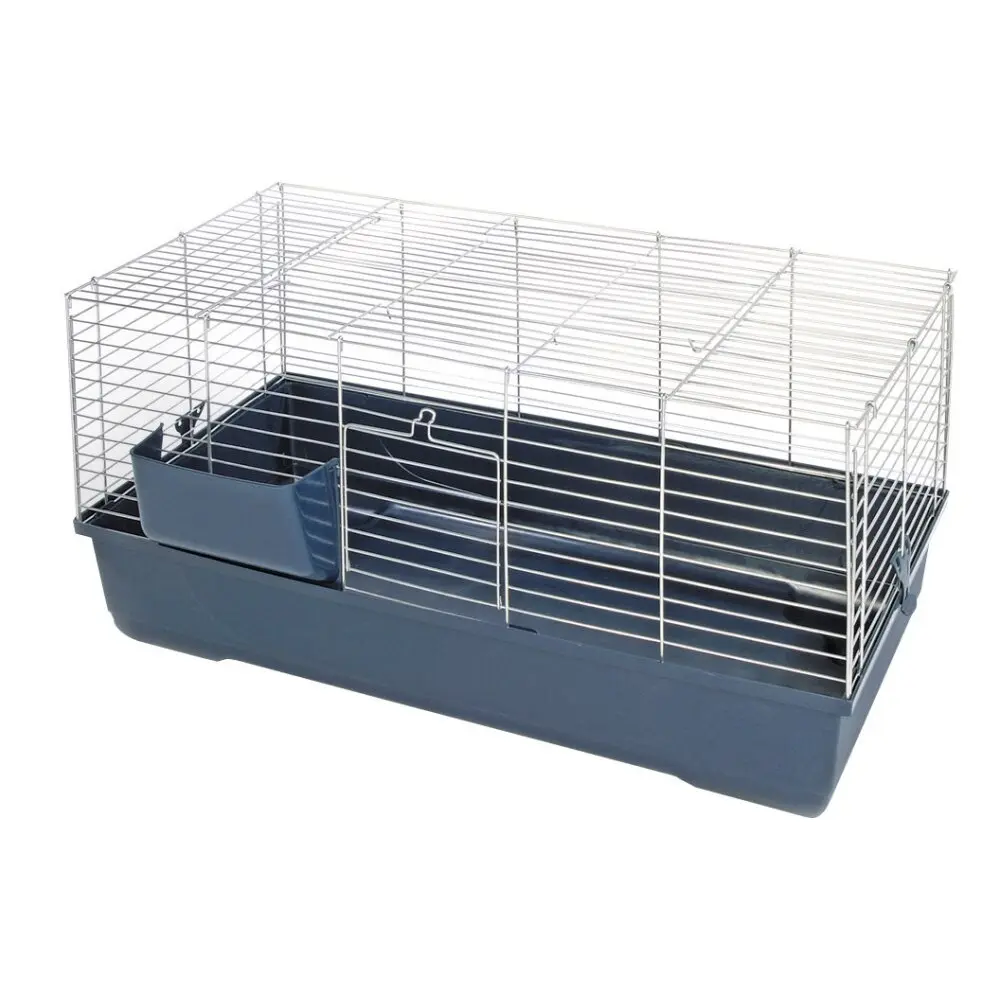 Kerbl Kleintierkäfig Gabbia Baldo | Dunkelblau, 118 × 59 × 50 cm, Kunststoffwanne und Metallgitter, inklusive Heuraufe für Nager - Bild 3