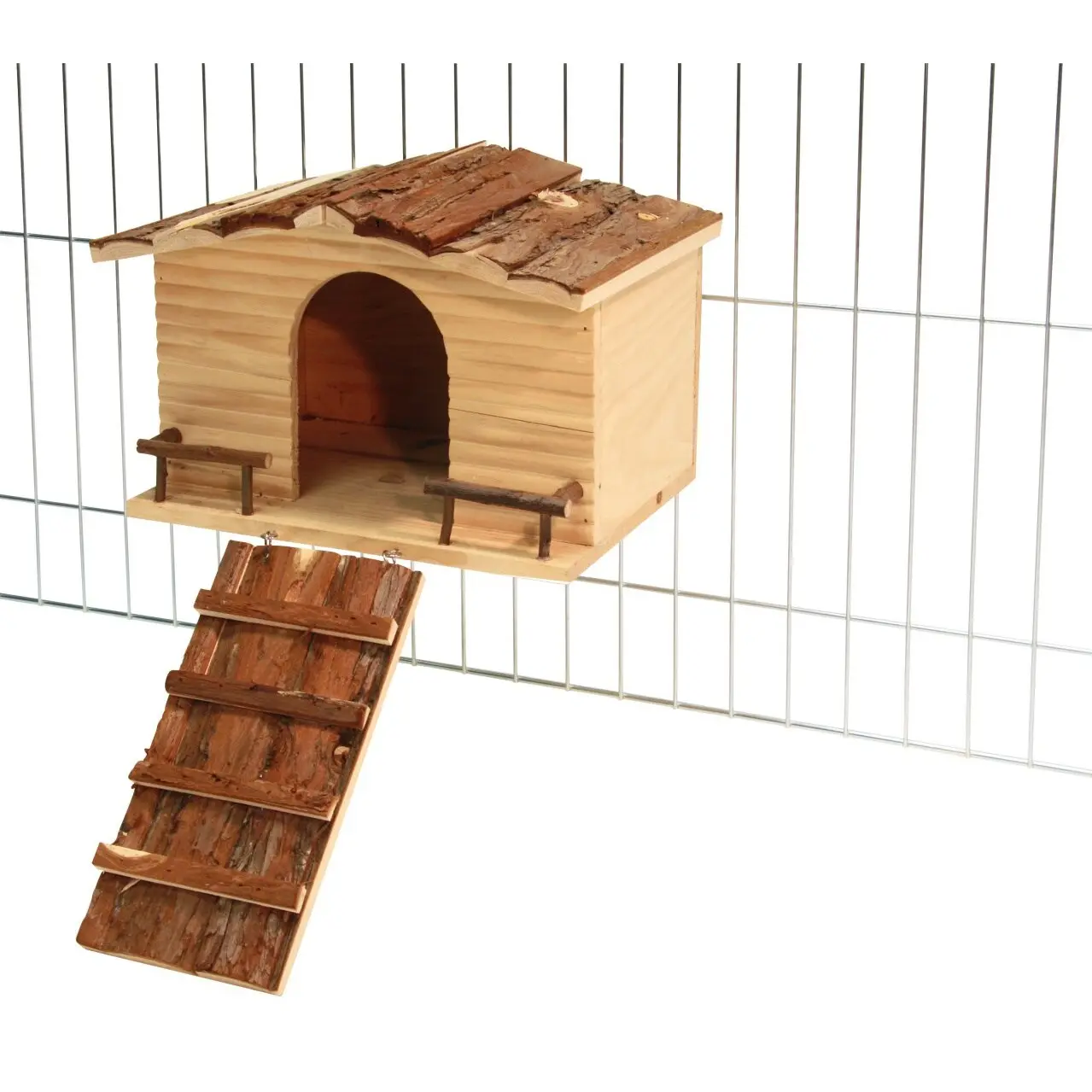 KERBL  Abri pour Rongeurs Nature avec Fixation de Grille 31x22,5x20 cm
