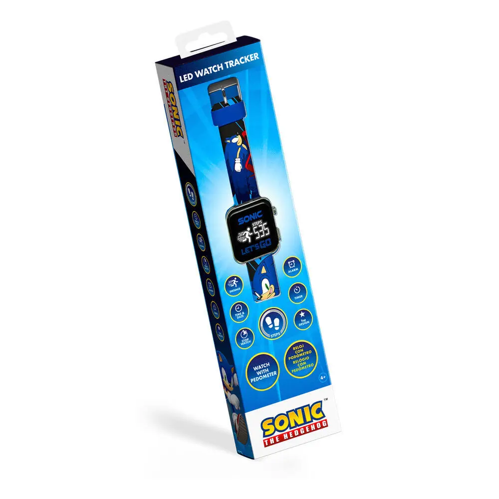 Sonic the Hedgehog LED Tracker Kinderhorloge - Met Stappenteller, Alarm, Timer & Stopwatch - Blauw - Digitaal Horloge