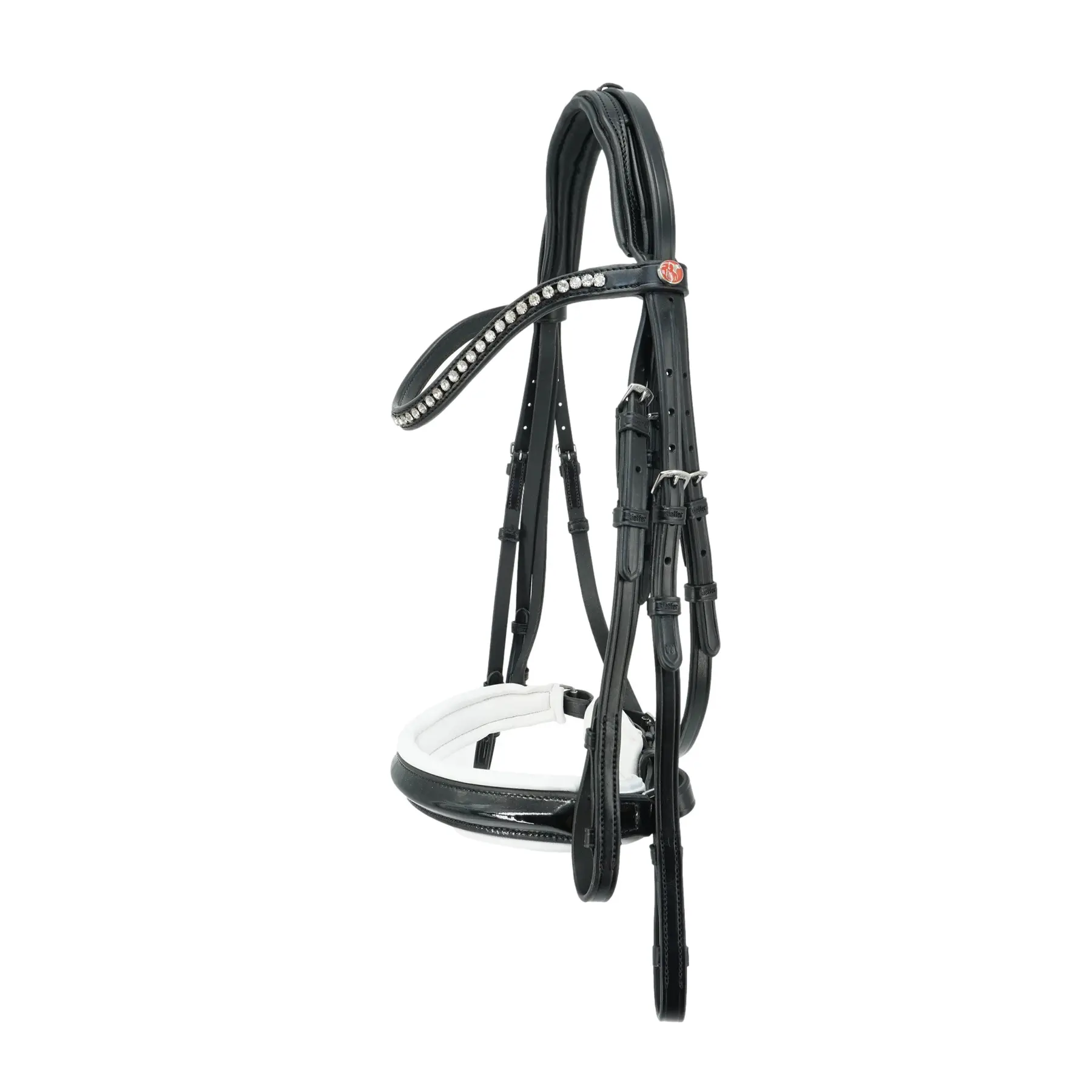 Double bridle Kieffer Paris with square chrome buckles