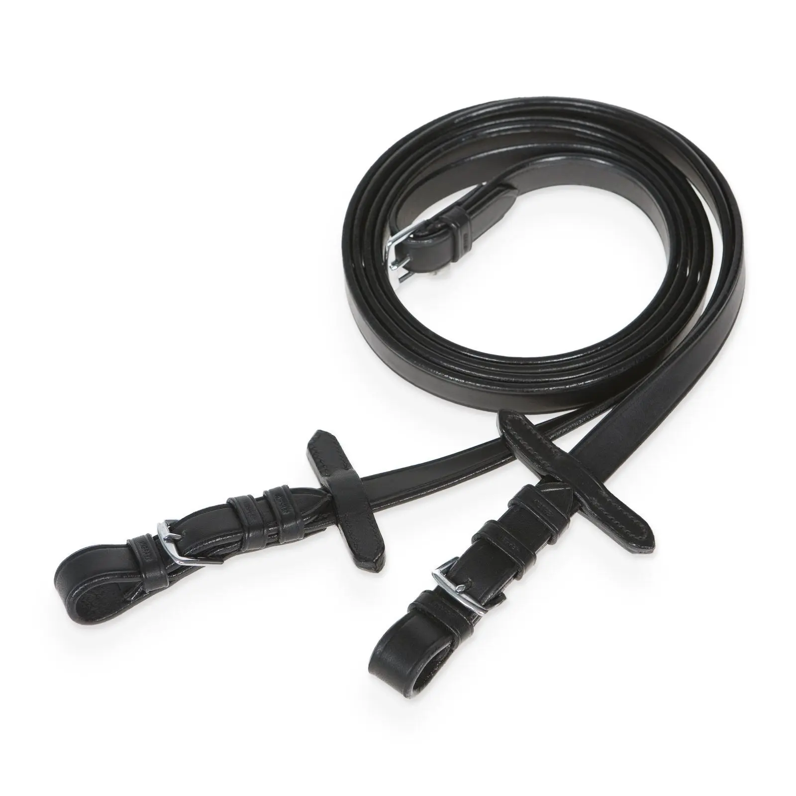 Leather horse reins Kieffer smooth, with brass buckles