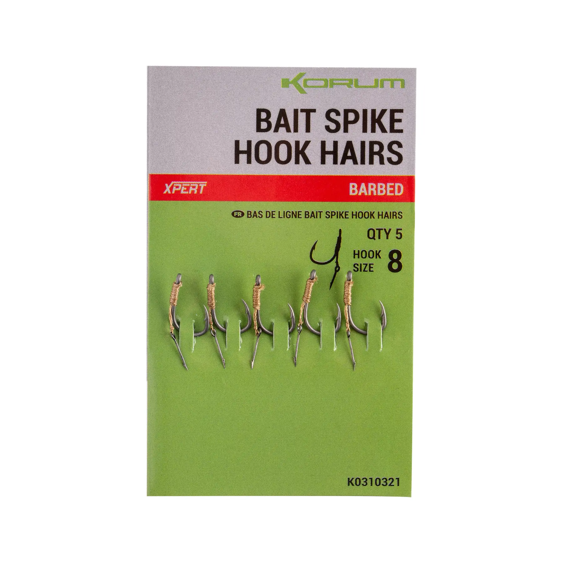 Haken met haire vooraas met weerhaakjes Korum (x5)