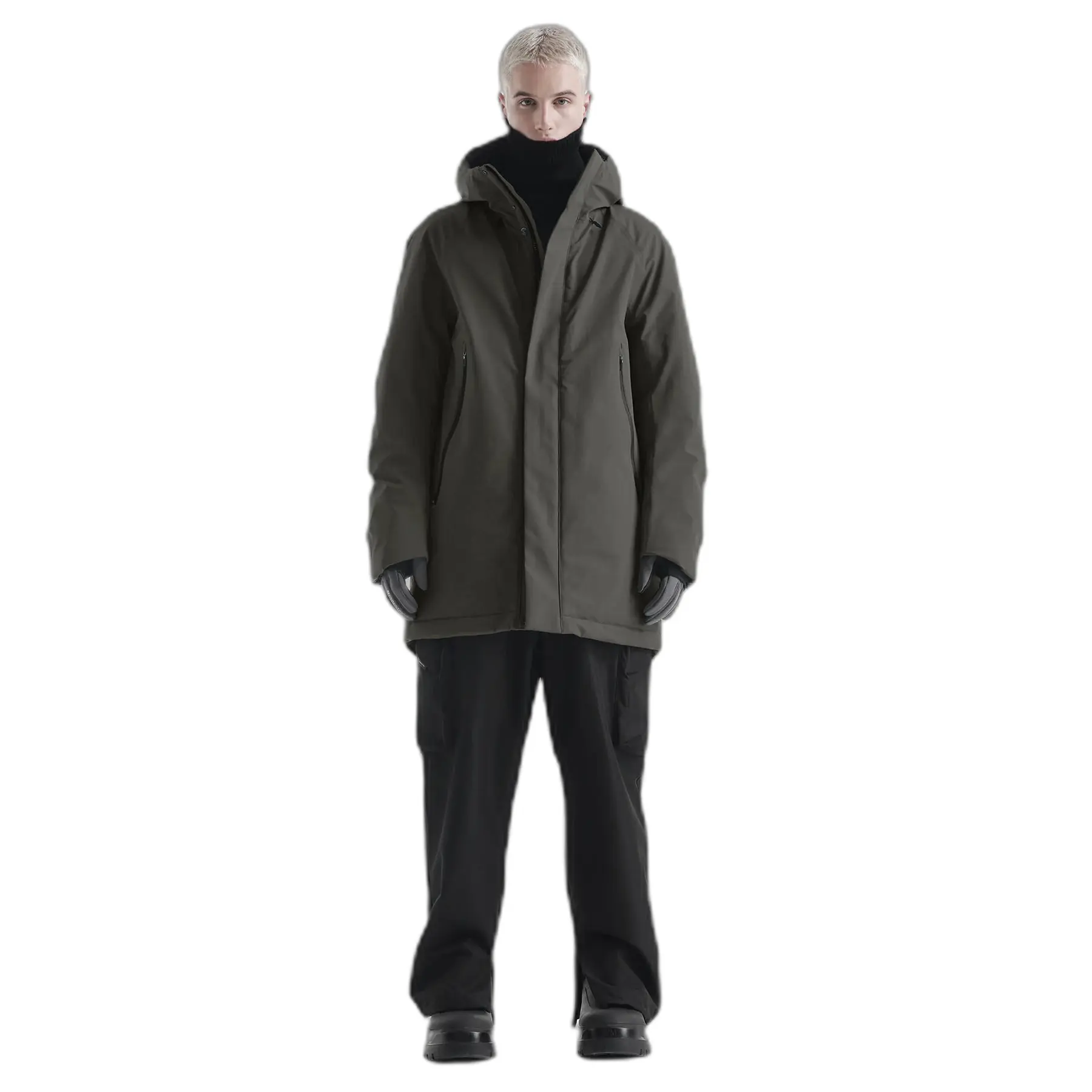 Krakatau Men's Brown Hooded Parka Marcasite
