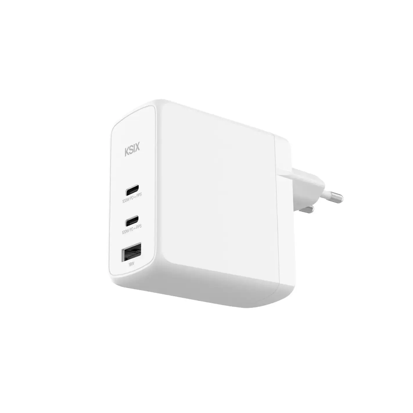 100 W GaN PPS Netzteil mit nachhaltigen Materialien 2 USB-C-Ports + 1 USB-A-Port Ksix