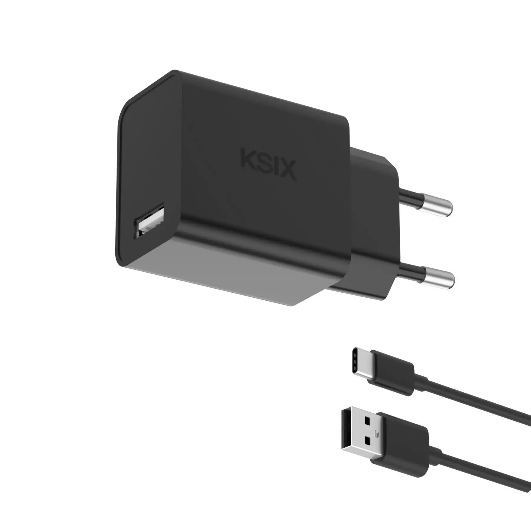 Netzteil 12 W USB-A + USB-A auf USB-C Kabel Ksix
