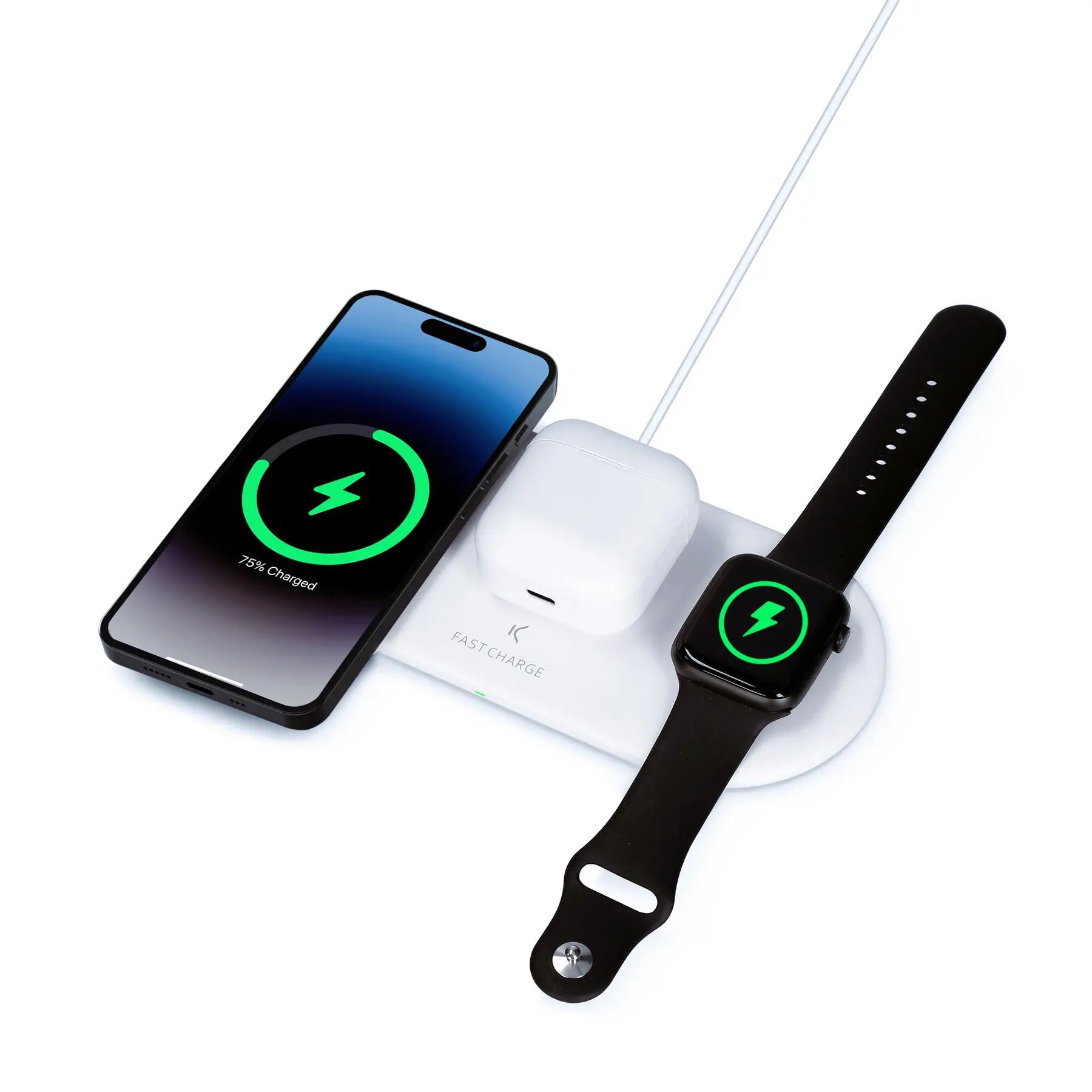 Ladegerät kabellos 3-in-1 15 W Qi-Technologie Ksix
