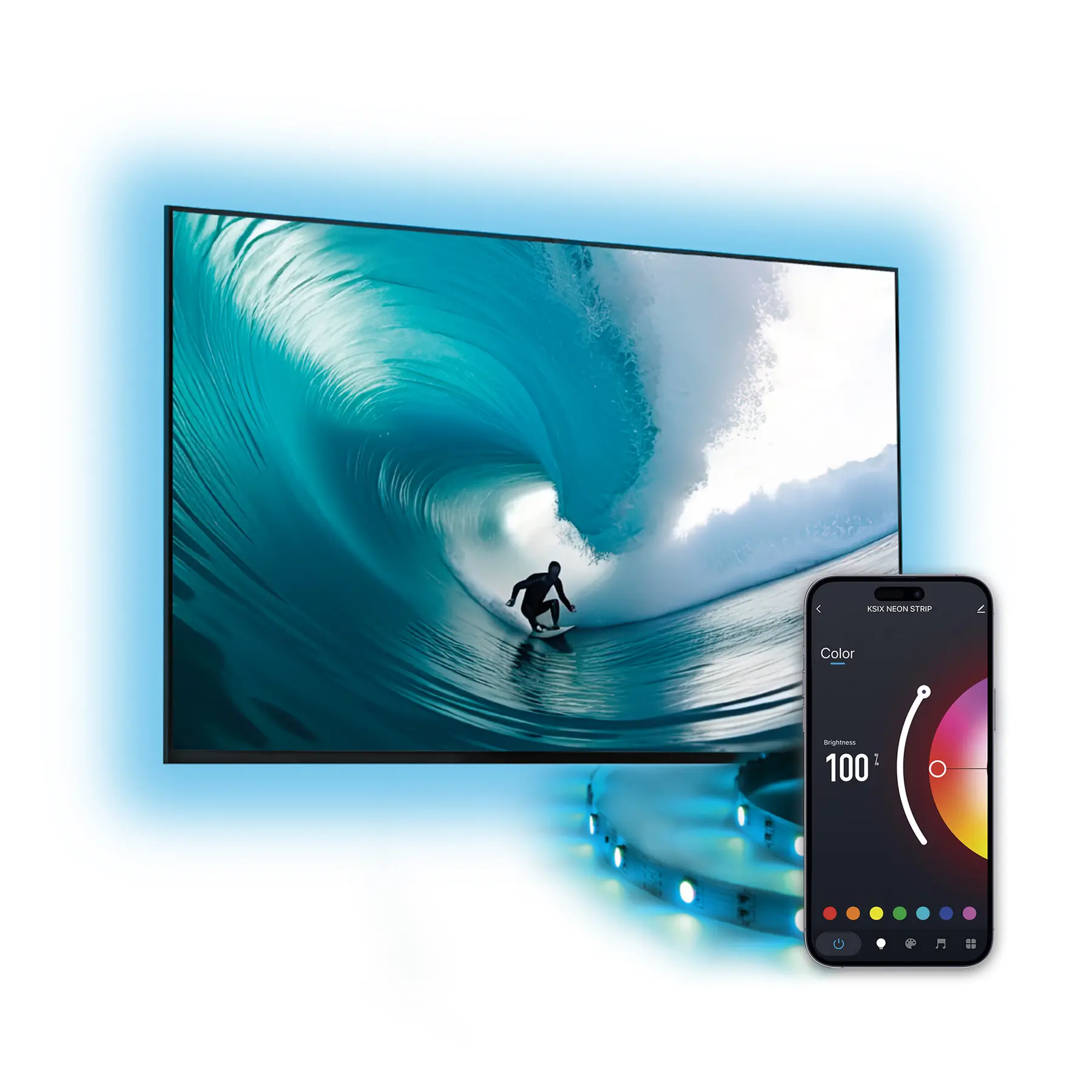 Ksix Rouge Bande Led Pour Tv