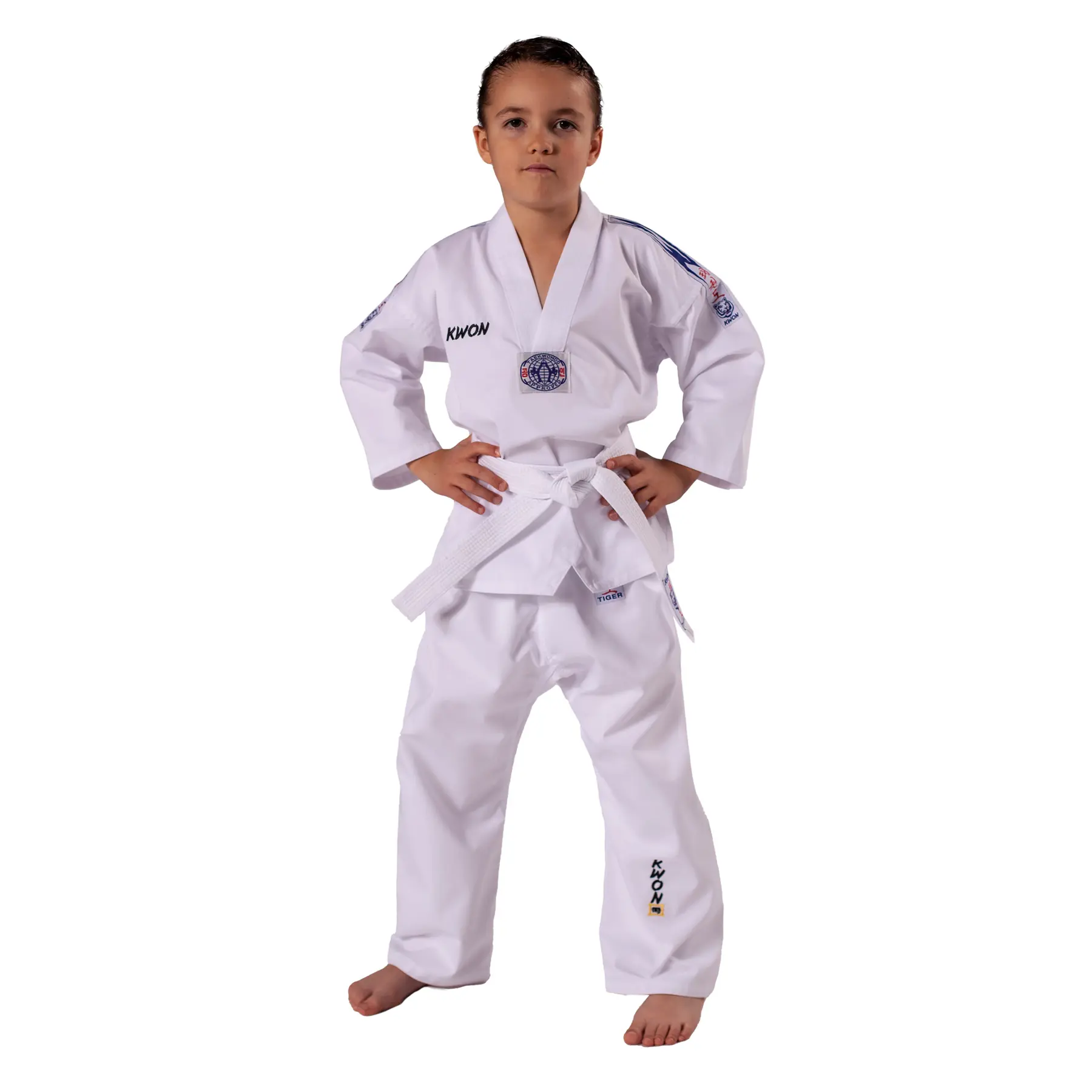Kimono da donna per il taekwondo Kwon Clubline Blue Tiger