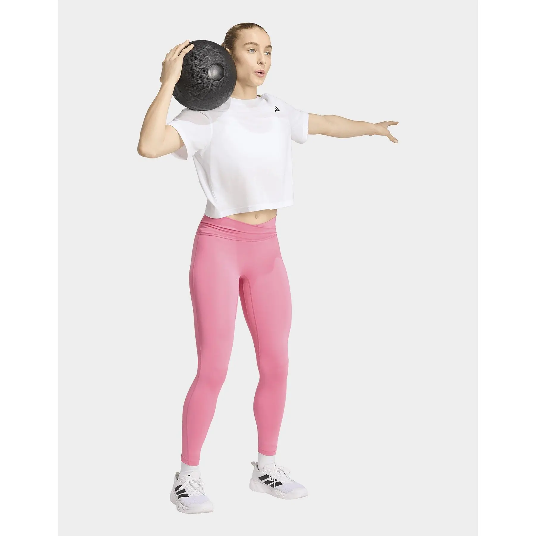 Leggings 7/8 Damen adidas Studio All Me X-Over 3 Stripes