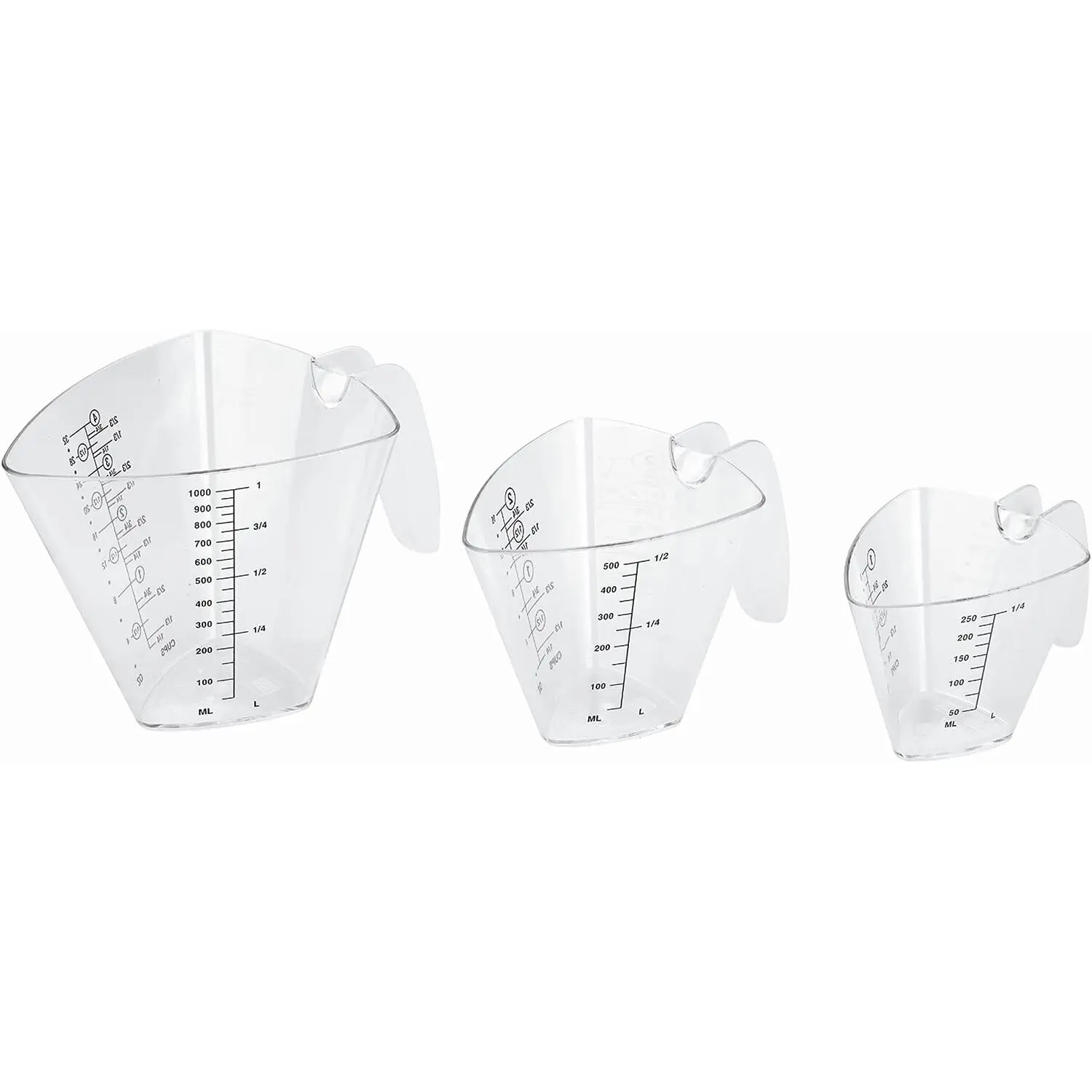 Ensemble 3 pots mesureurs triangulaires Lacor 250 -500 - 1000 ml