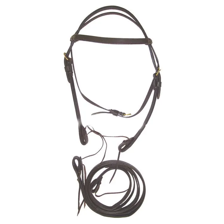 Double leather western riding bridle with reins Lakota