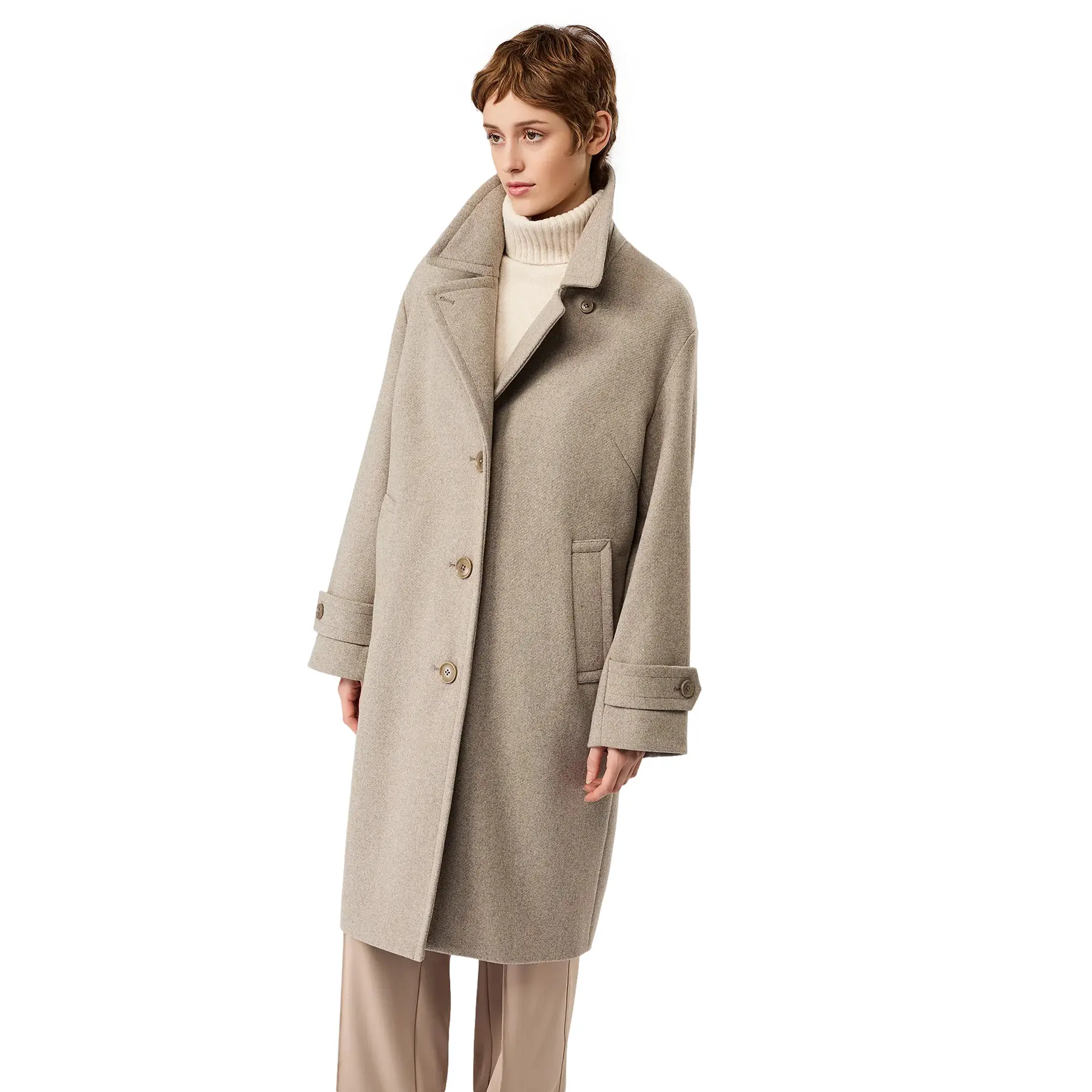 Maglione di lana con col alto donna