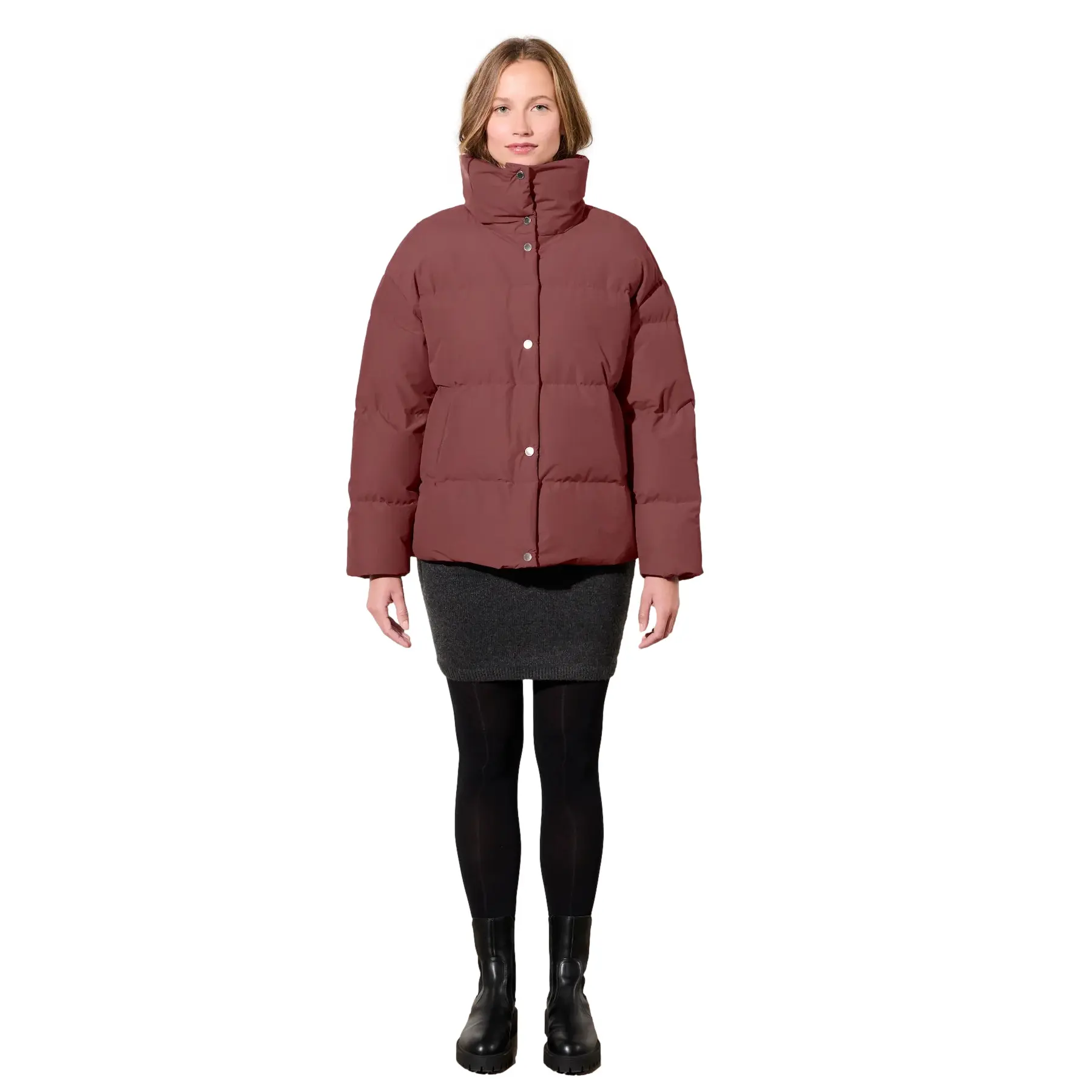 Damen Steppjacke mit hochgestelltem Kragen und Druckknöpfen LangerChen
