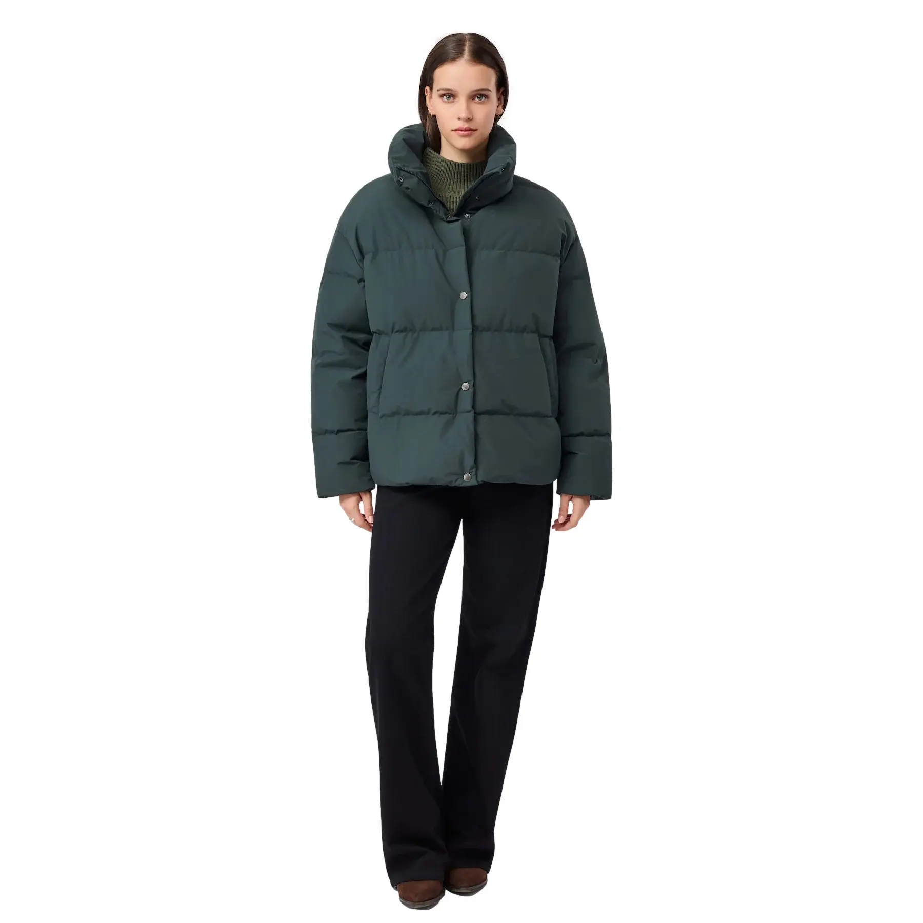 Damen Steppjacke mit hochgestelltem Kragen und Druckknöpfen LangerChen