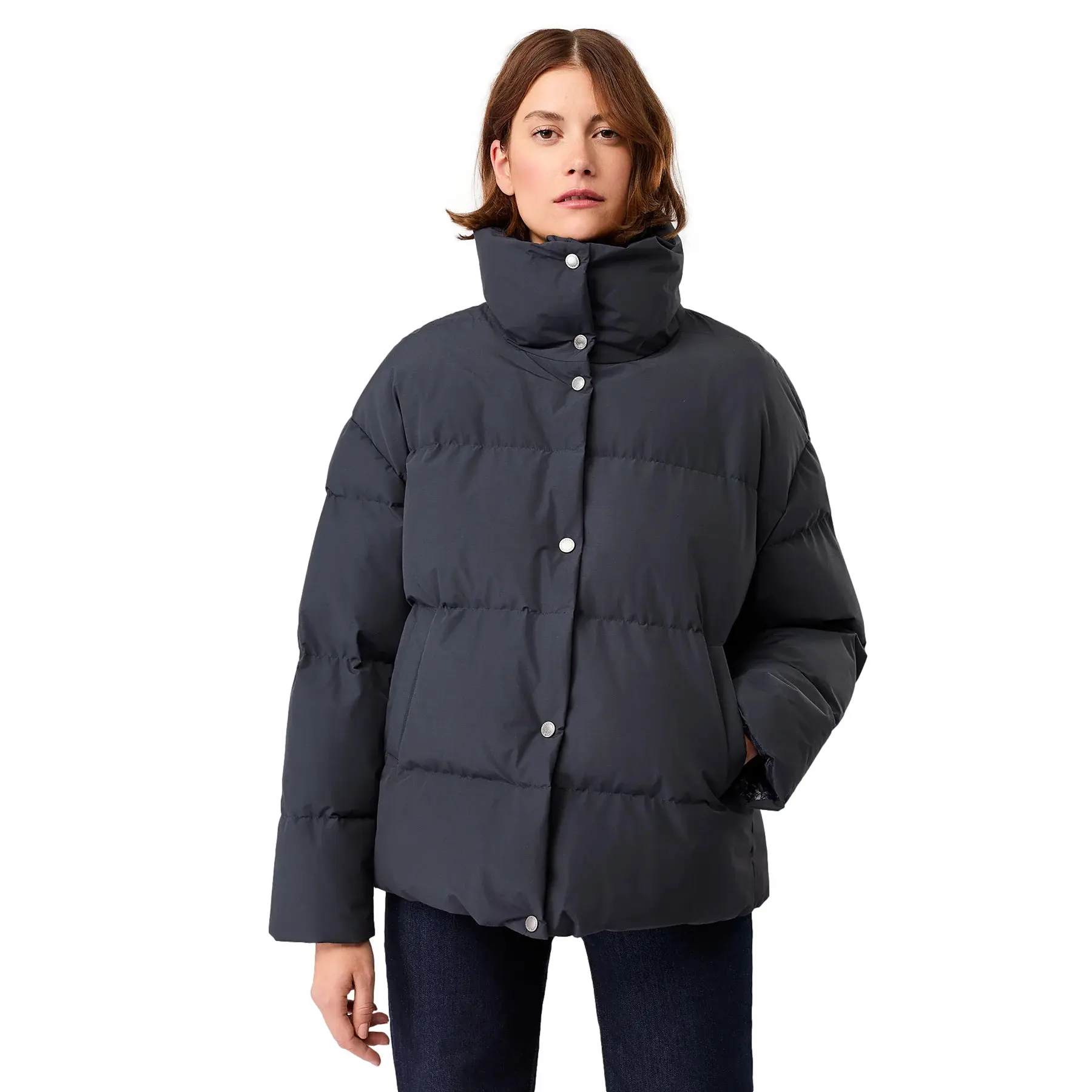 Damen Steppjacke mit hochgestelltem Kragen und Druckknöpfen LangerChen
