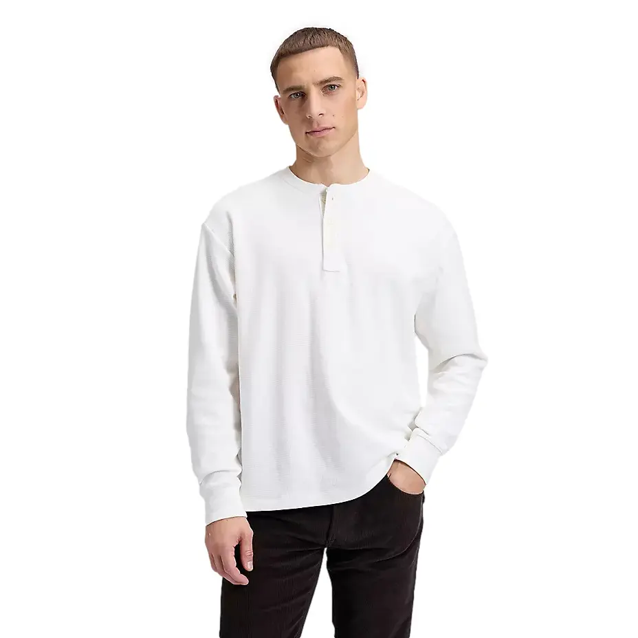 Lee Men's Blanc Long Sleeve Polo Henley