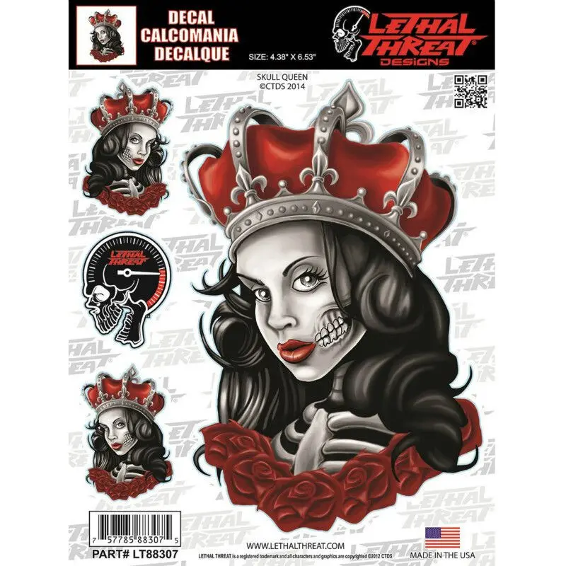 Motorradaufkleber Lethal Threat Skull Queen