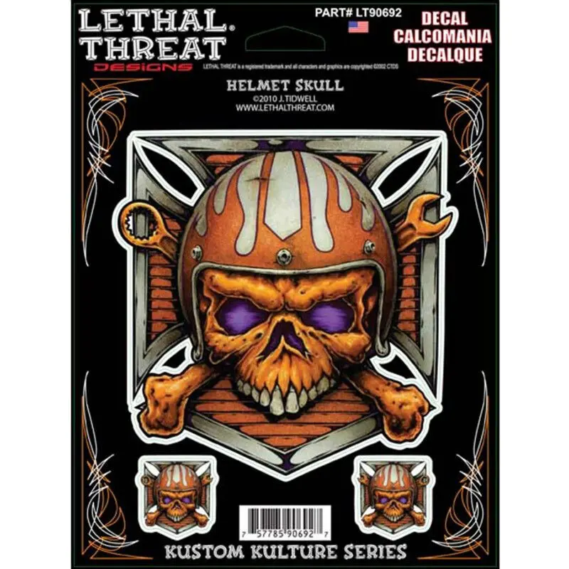 Motorradaufkleber Lethal Threat Helmet Skull Lt90692