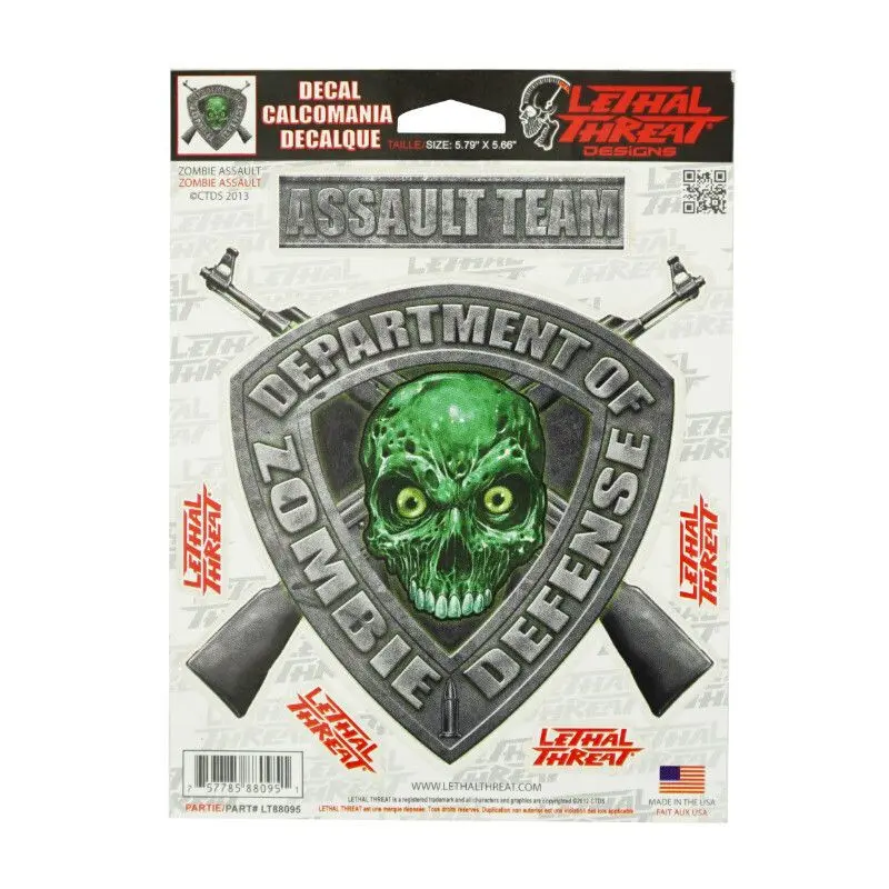 Motorradaufkleber Lethal Threat Zombie Defense