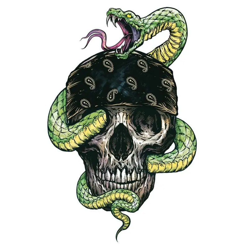 Motorradaufkleber Lethal Threat Snake Skull