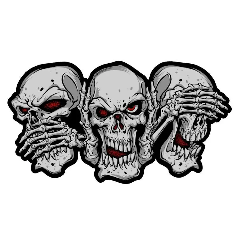 Motorradaufkleber Lethal Threat See Speak Hear No Evil Skulls