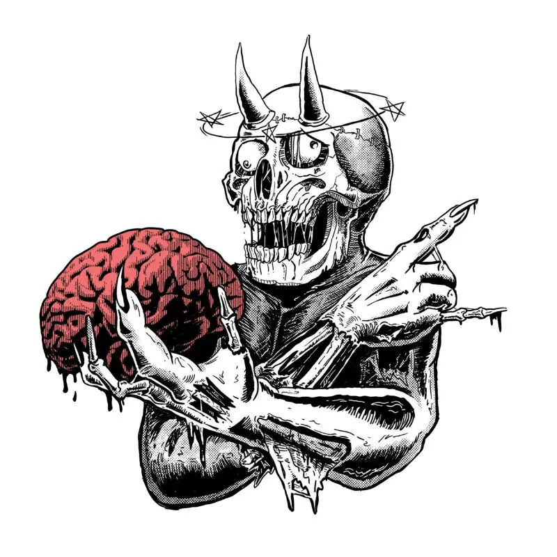 Motorradaufkleber Lethal Threat Skull Brain
