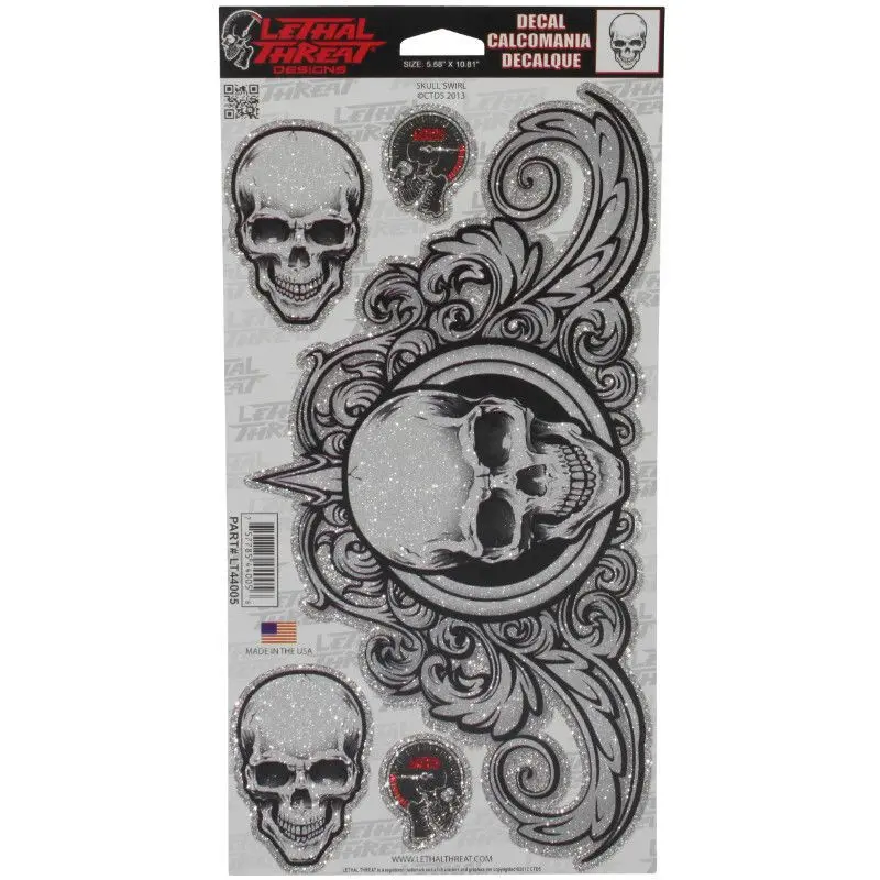 Motorradaufkleber Lethal Threat Skull Swirl