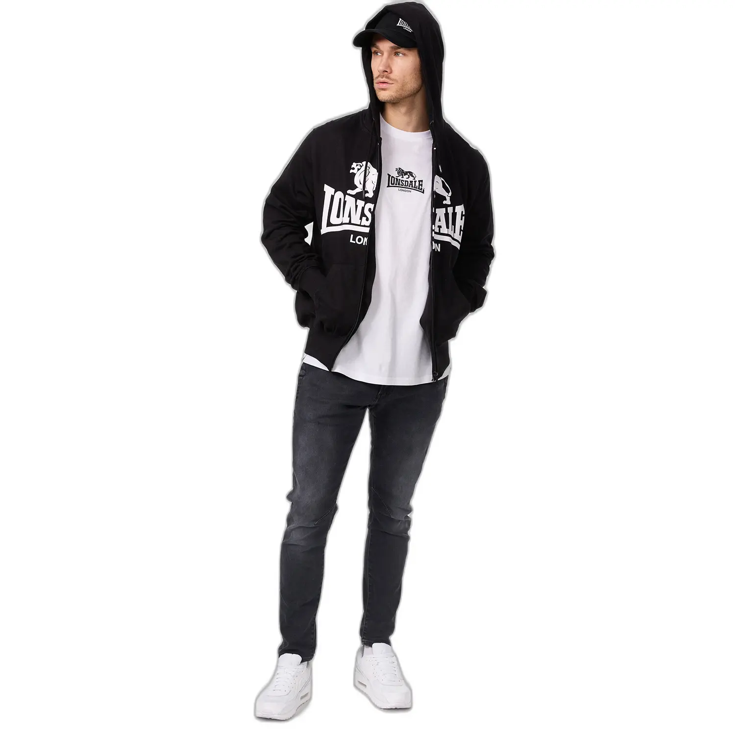 Felpa con cappuccio e zip Lonsdale Krafty