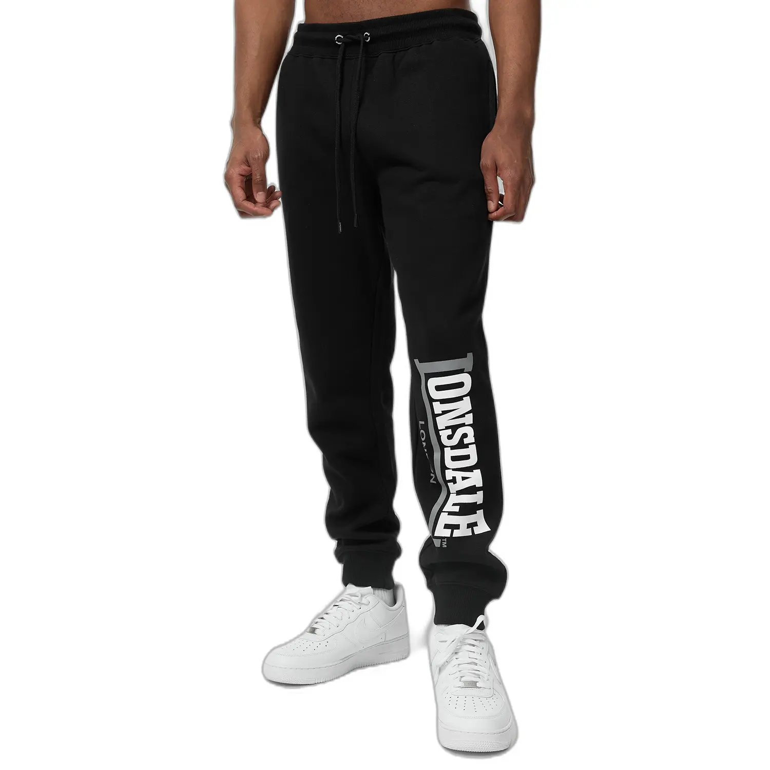 Lonsdale Jogginghose Wooperton Jogginghose normale Passform Black/White/Grey-5XL