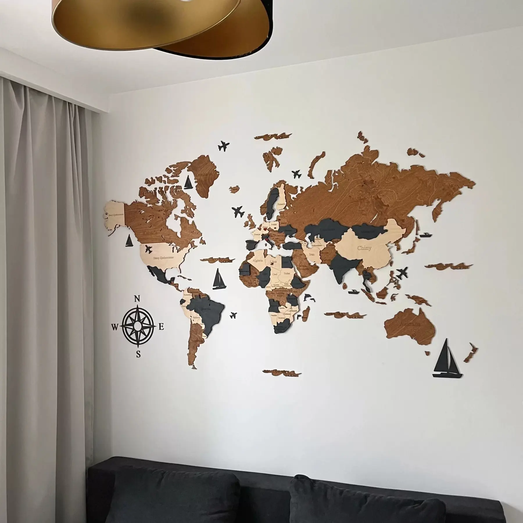 Wanddekoration Weltkarte LosokaWood 3D Wzór 2
