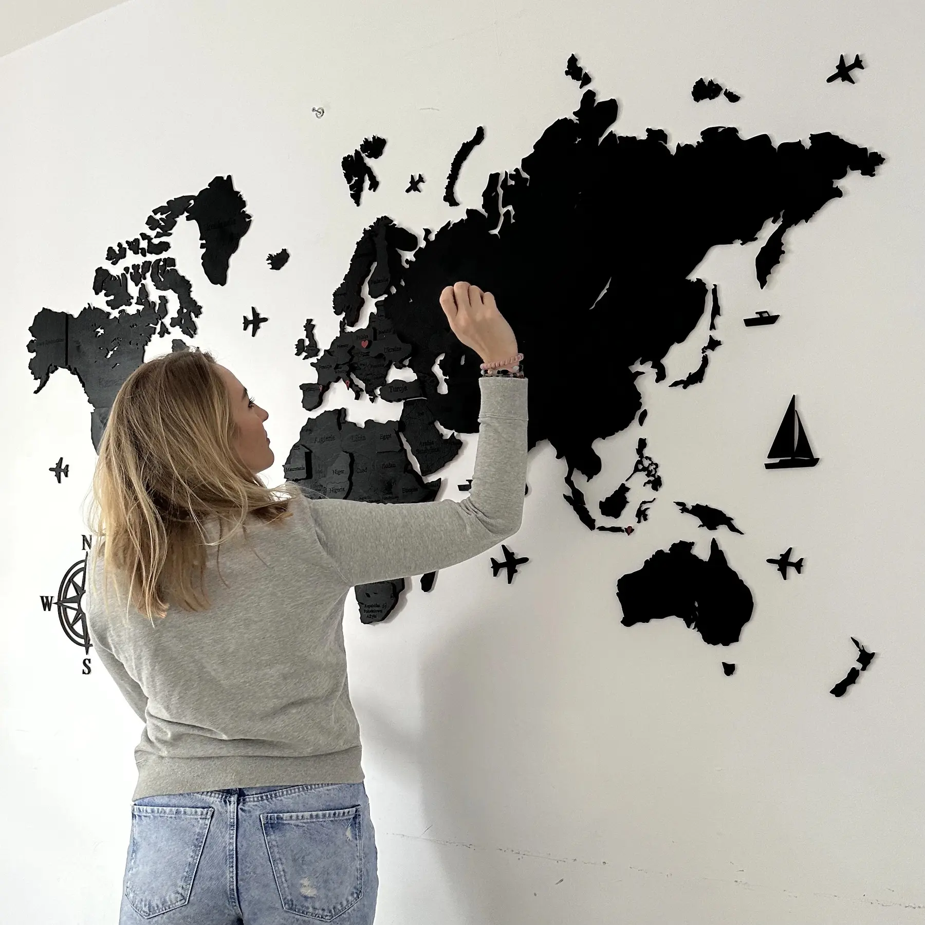 Wanddekoration Weltkarte LosokaWood 3D Wzór 20