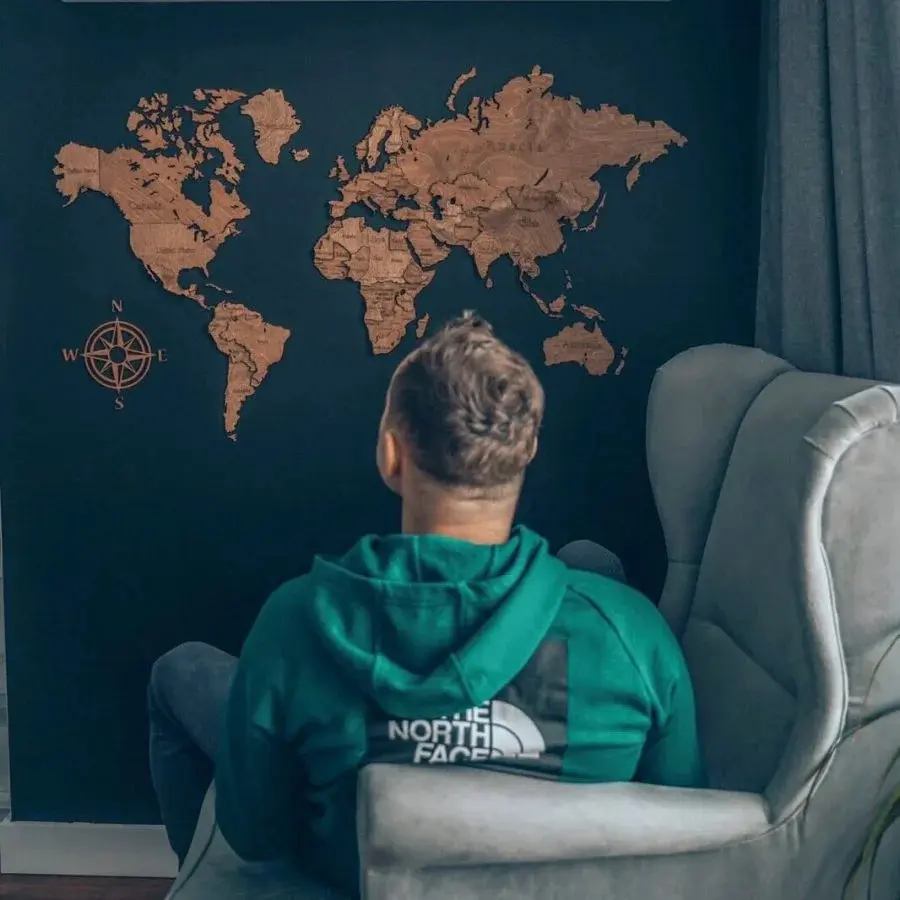Wanddekoration Weltkarte LosokaWood 3D Wzór 1
