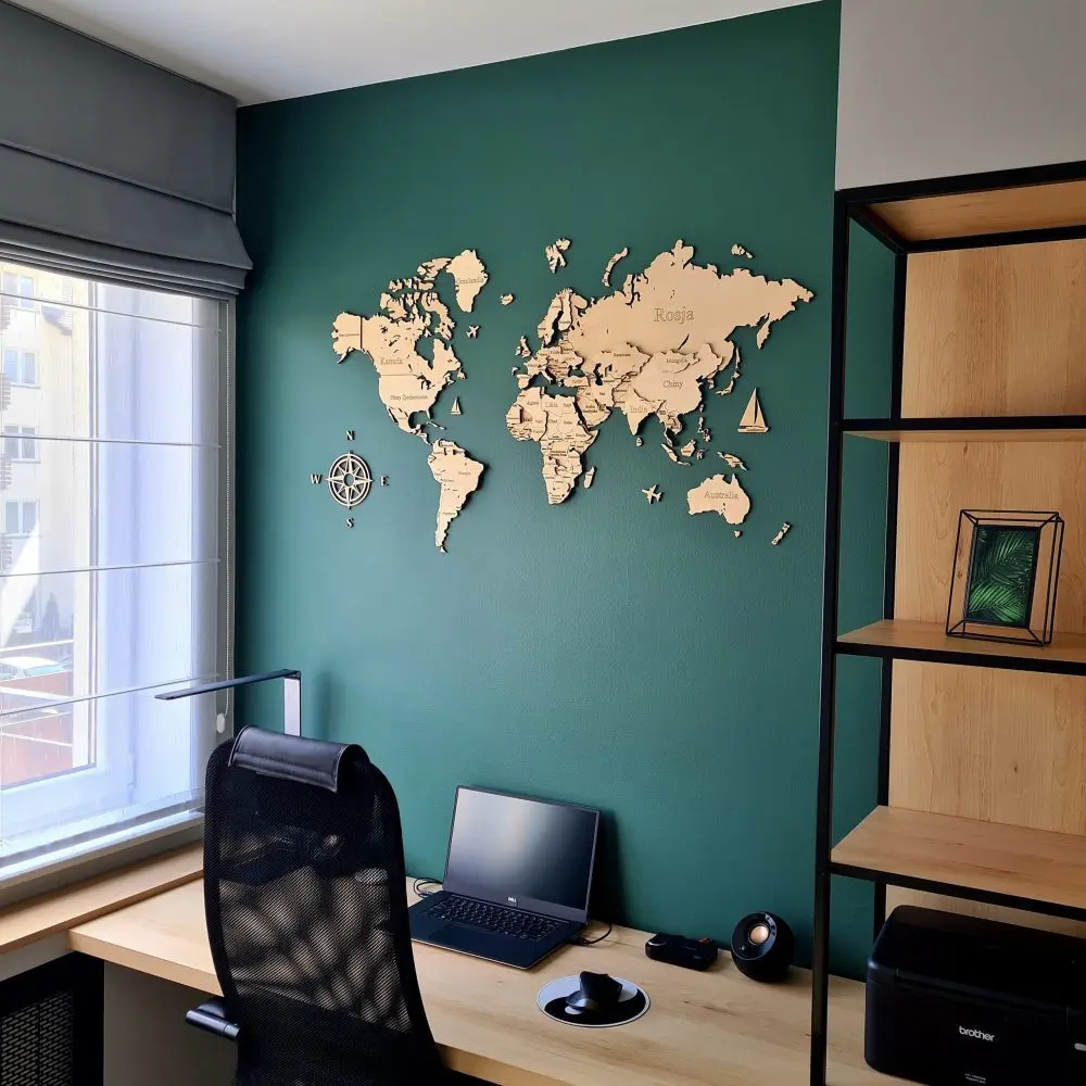 Wanddekoration Weltkarte LosokaWood 3D Wzór 19