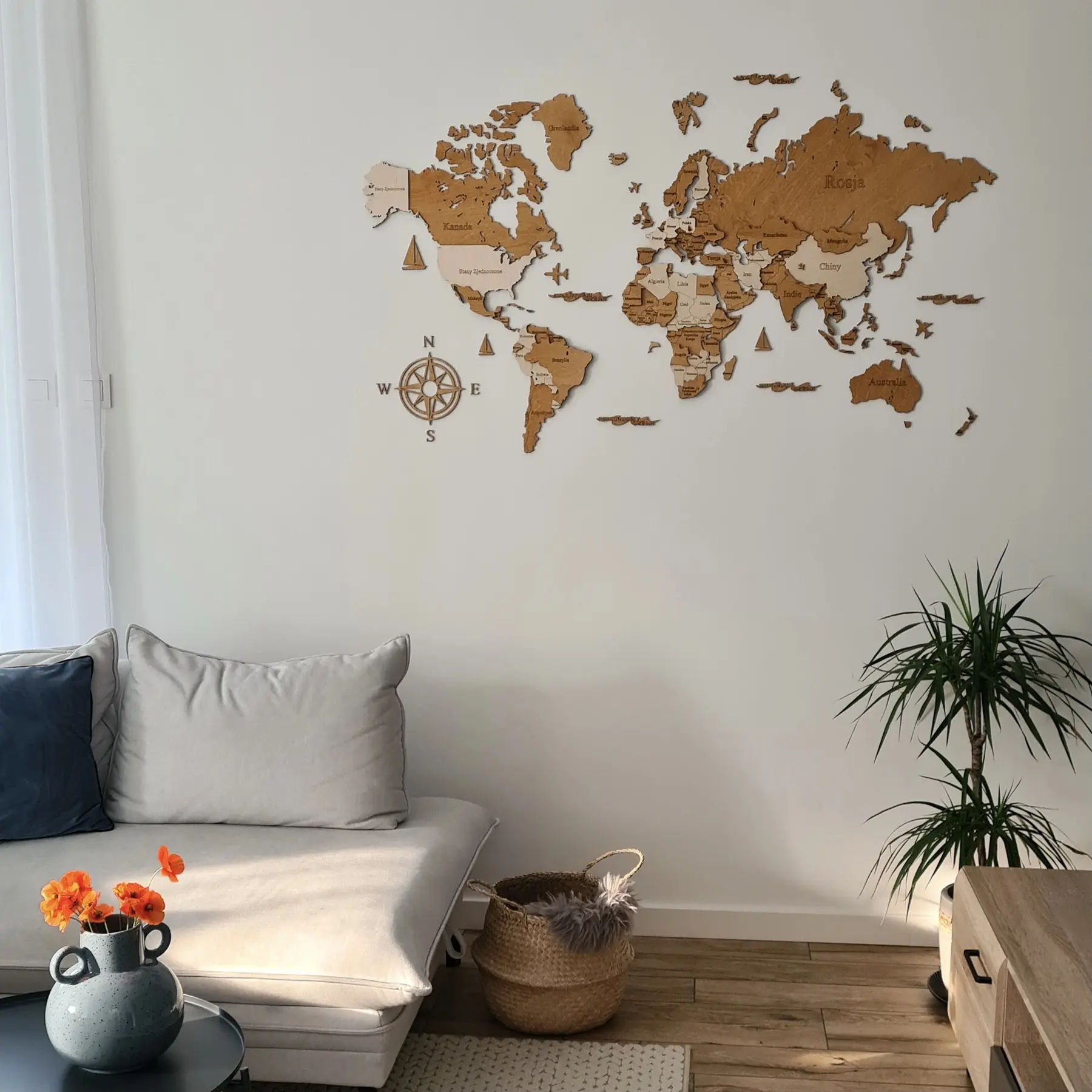 Wanddekoration Weltkarte LosokaWood 3D Wzór 14