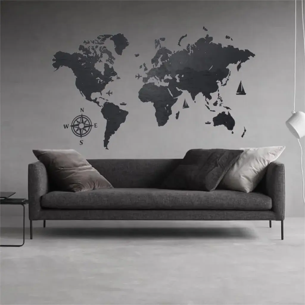 Wanddekoration Weltkarte LosokaWood 2D-Wzór 6